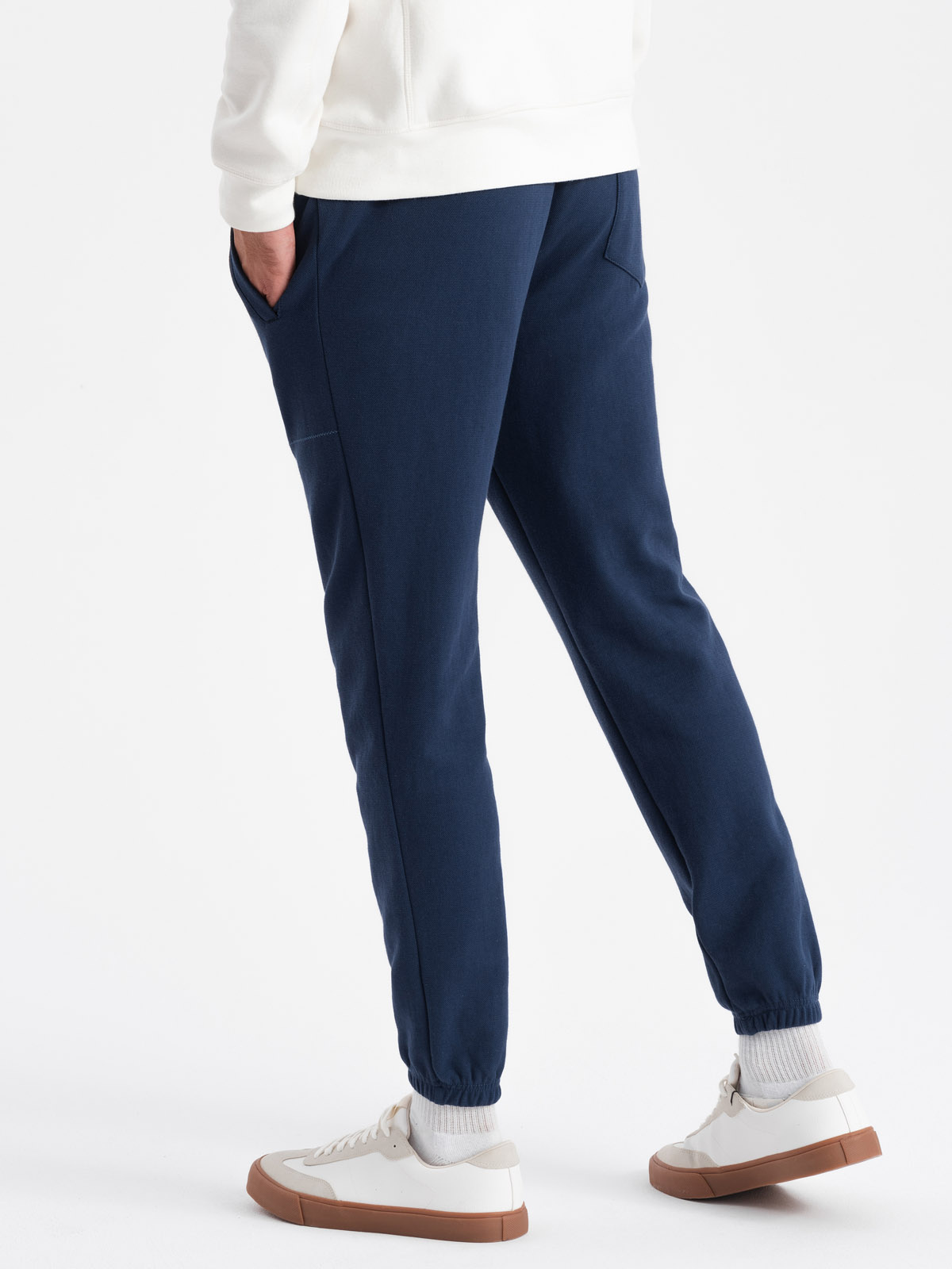 Ombre CARROT men&#039;s structured knit sweatpants - dark blue