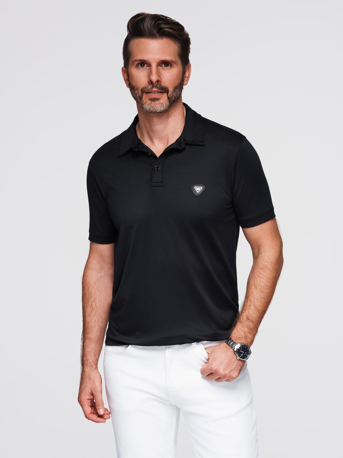 Ombre Stylish men's stretch fabric polo shirt - black