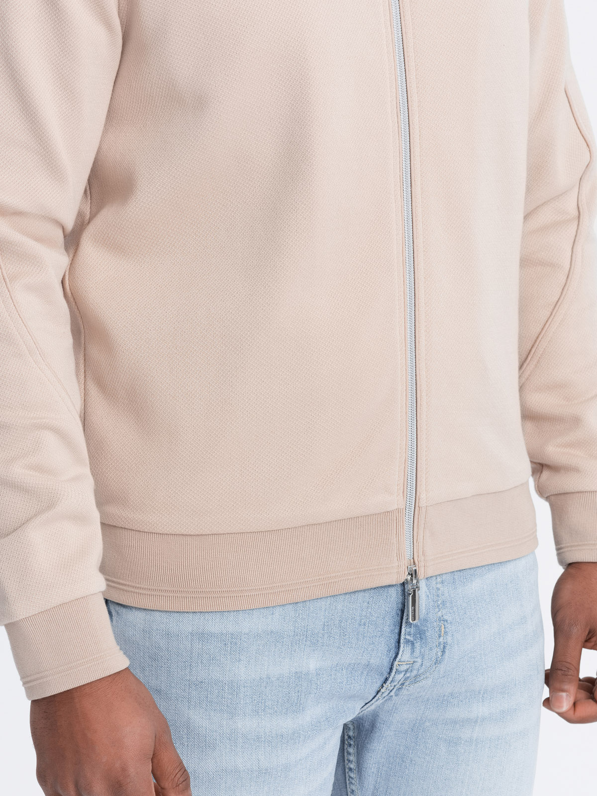 Ombre Men's lightweight bomber jacket with logo lining - light beige