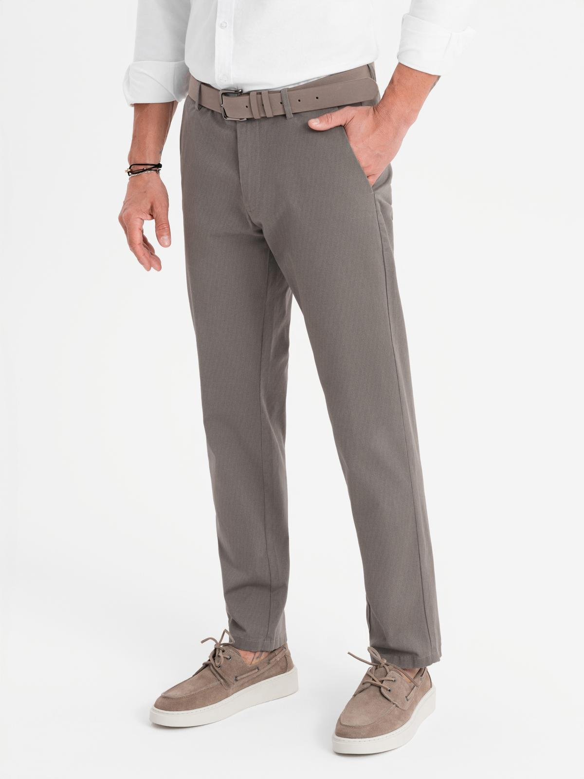 Ombre Men&#039;s REGULAR FIT chino pants with fine texture - gray