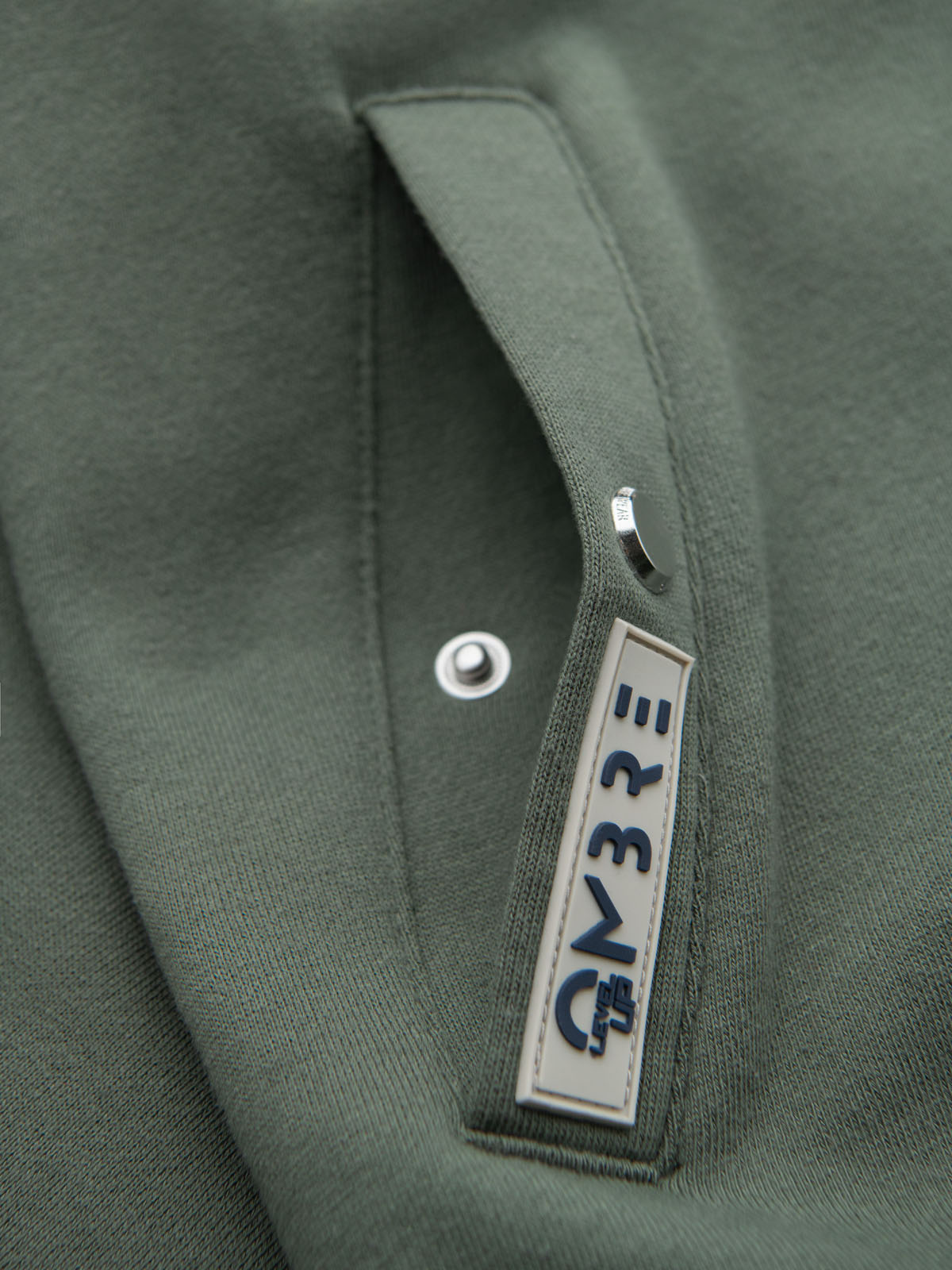 Ombre Men's sweatshirt with high collar and stripes - olive