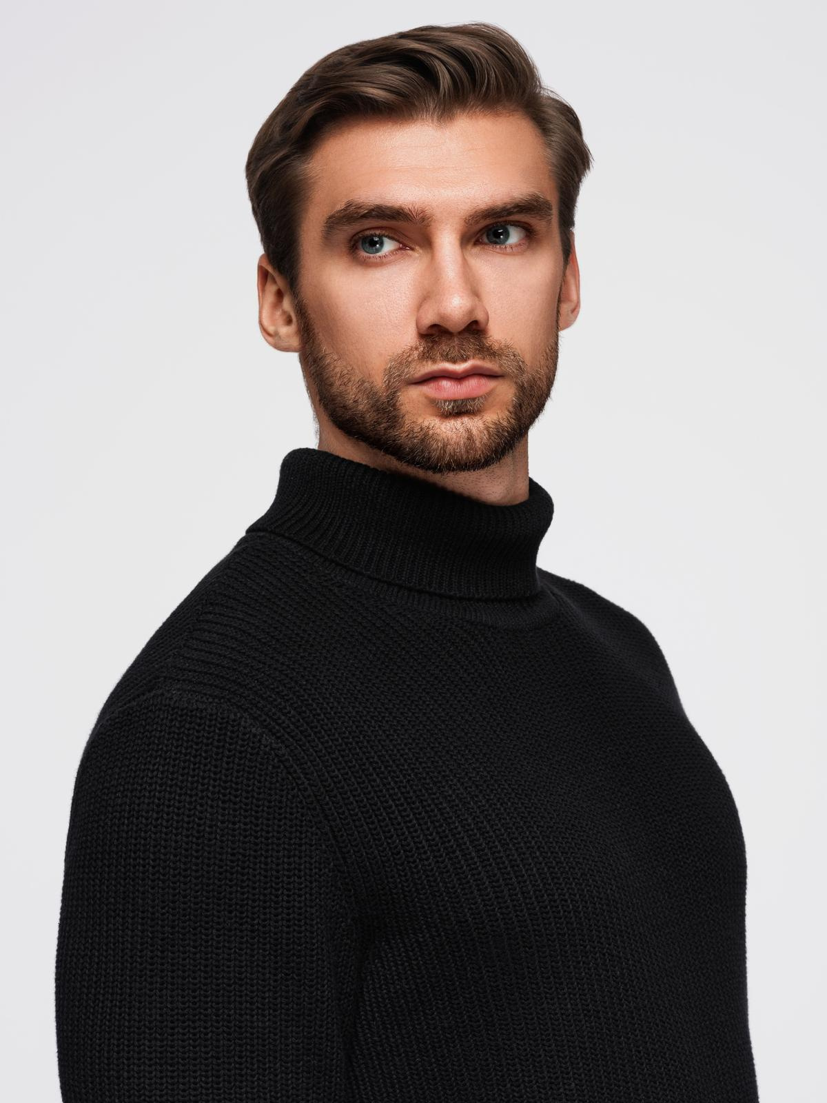 Ombre Men's classic cotton turtleneck sweater - black