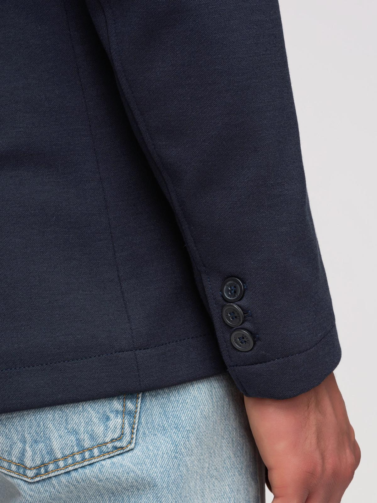 Ombre Men's SLIM knit jacket with subtle texture - navy blue