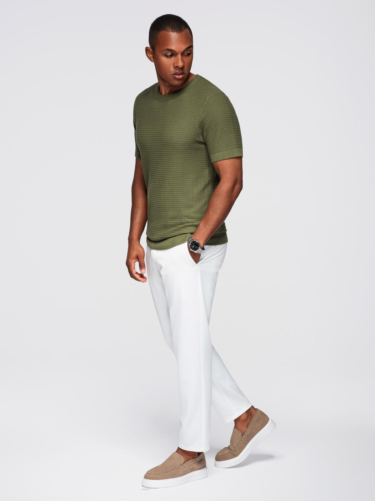 Ombre Structured knitted shirt for men - olive