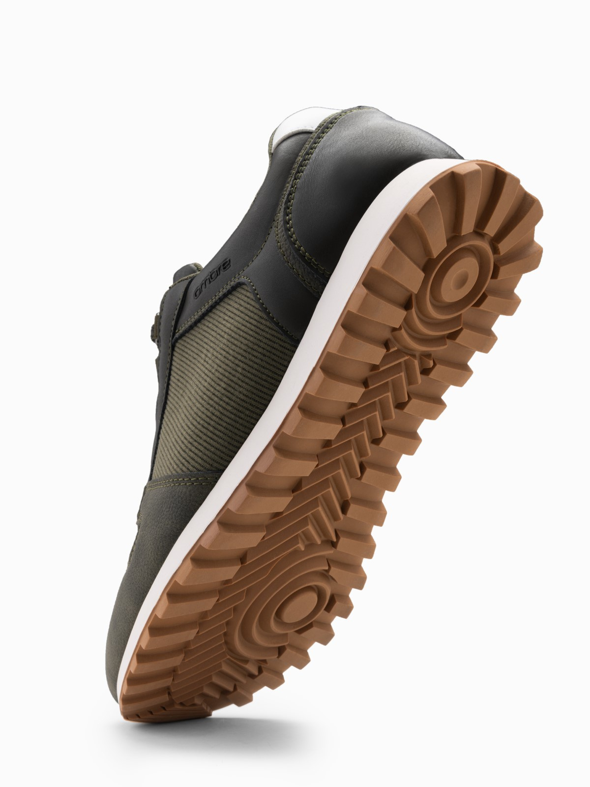 Ombre Patchwork men&#039;s sneaker shoes in combined materials - dark olive