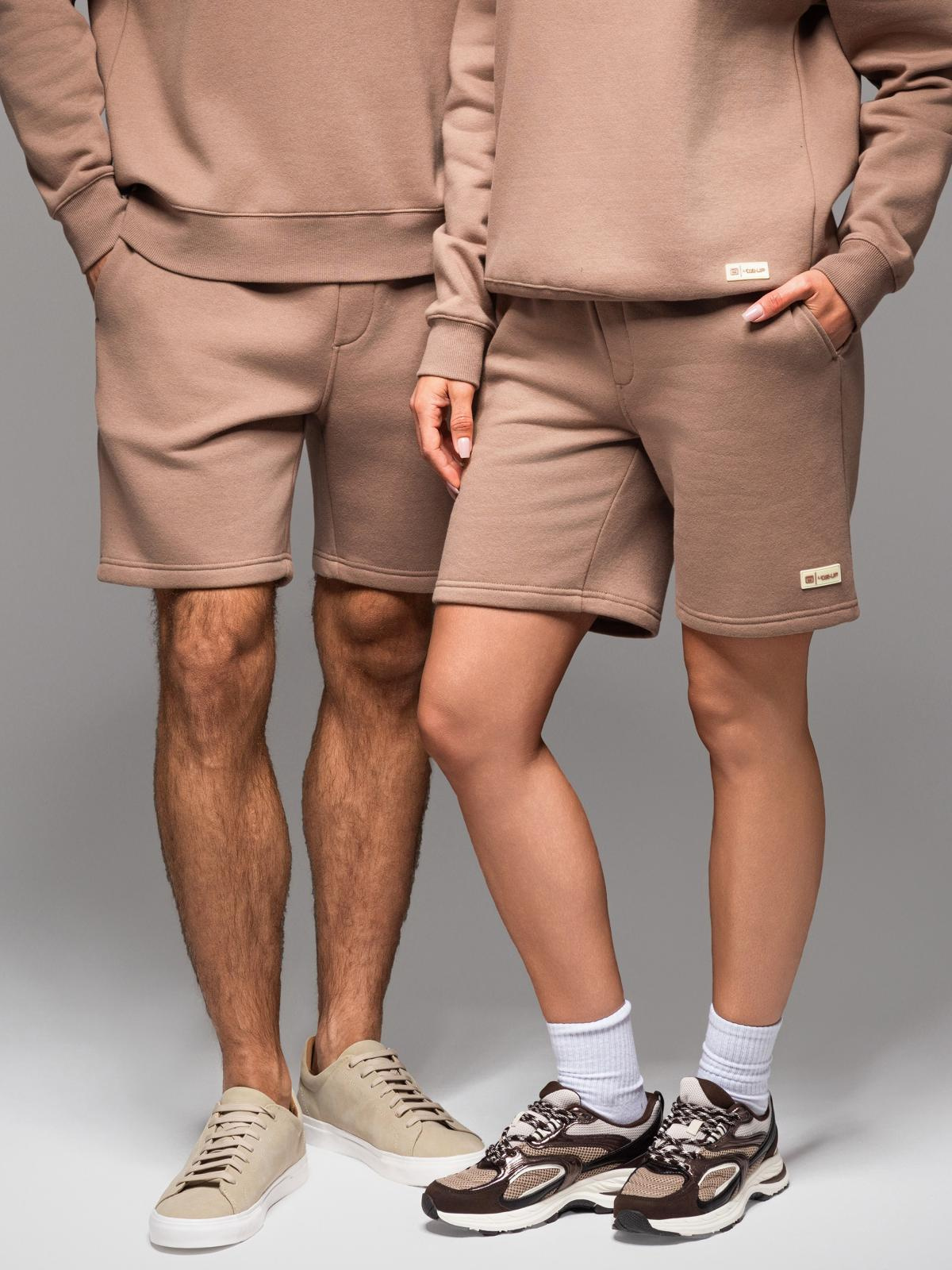 Ombre Unisex sweat shorts with drawstring waistband - brown
