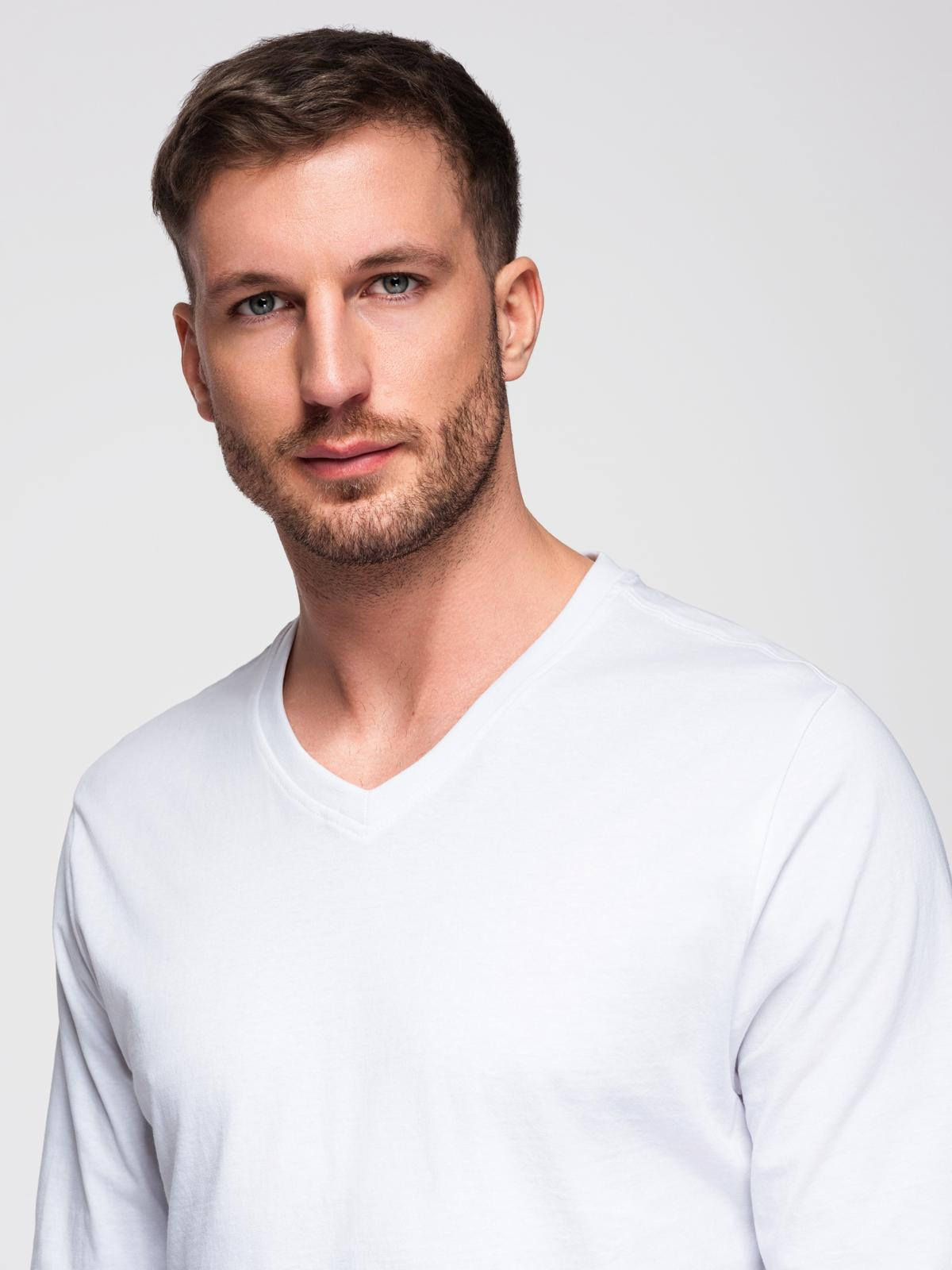 Ombre Men's unprinted longsleeve with a crew neckline - white