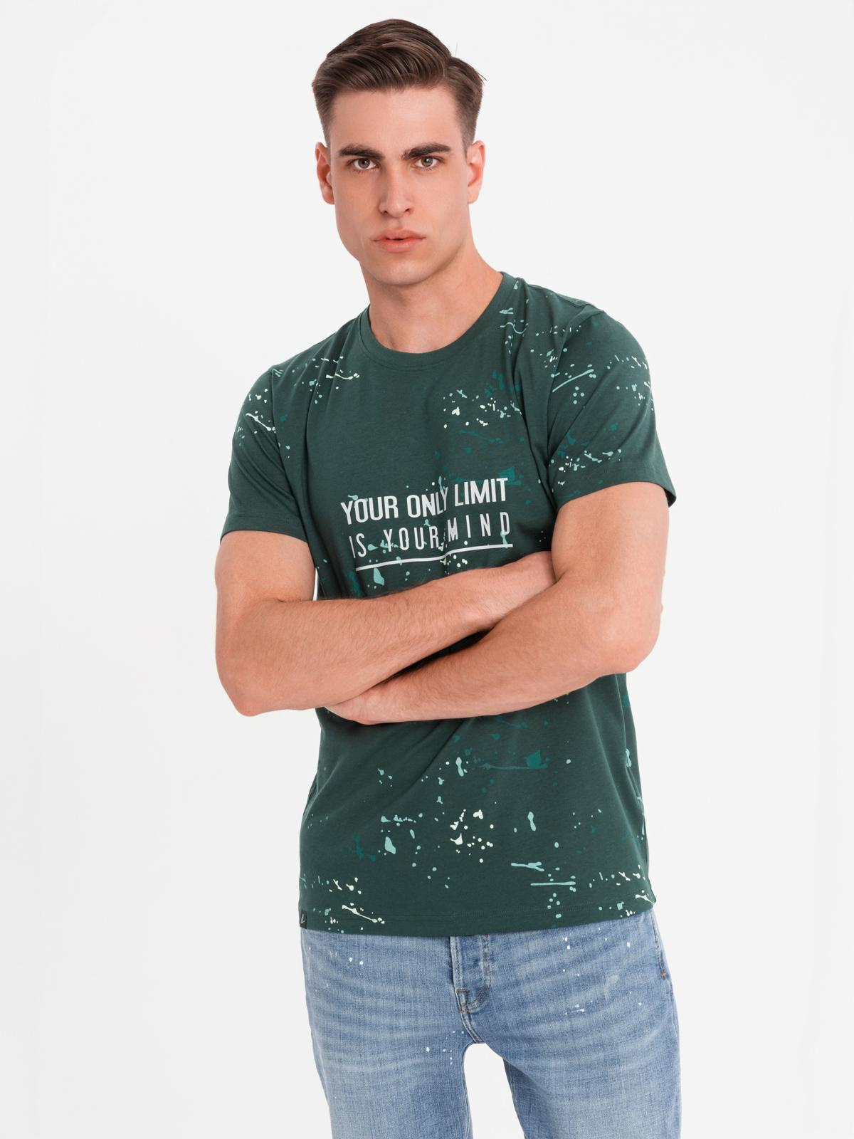 Ombre Men's printed t-shirt with round neckline - green