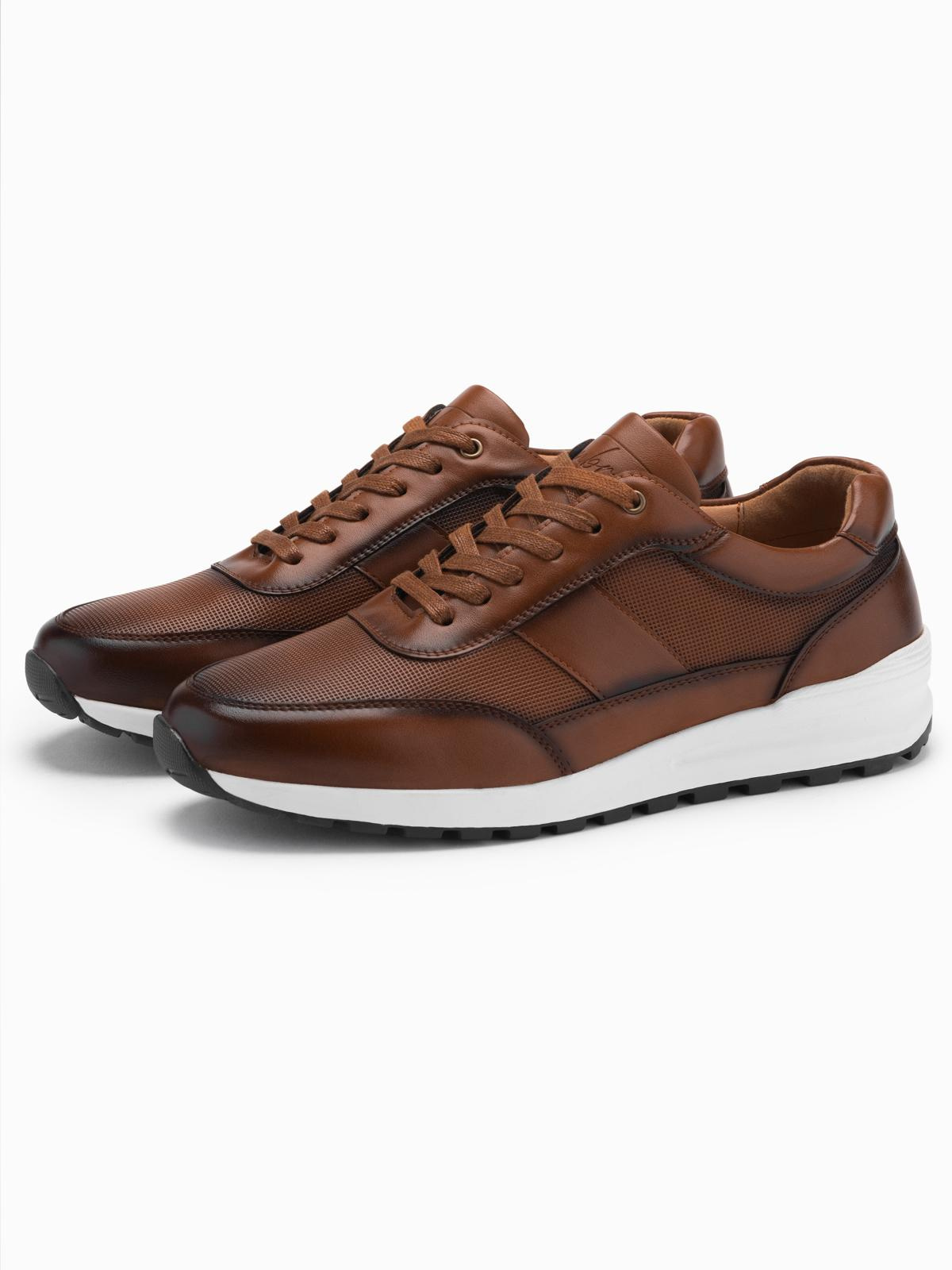 Ombre Men&#039;s eco leather sports shoes sneakers - brown