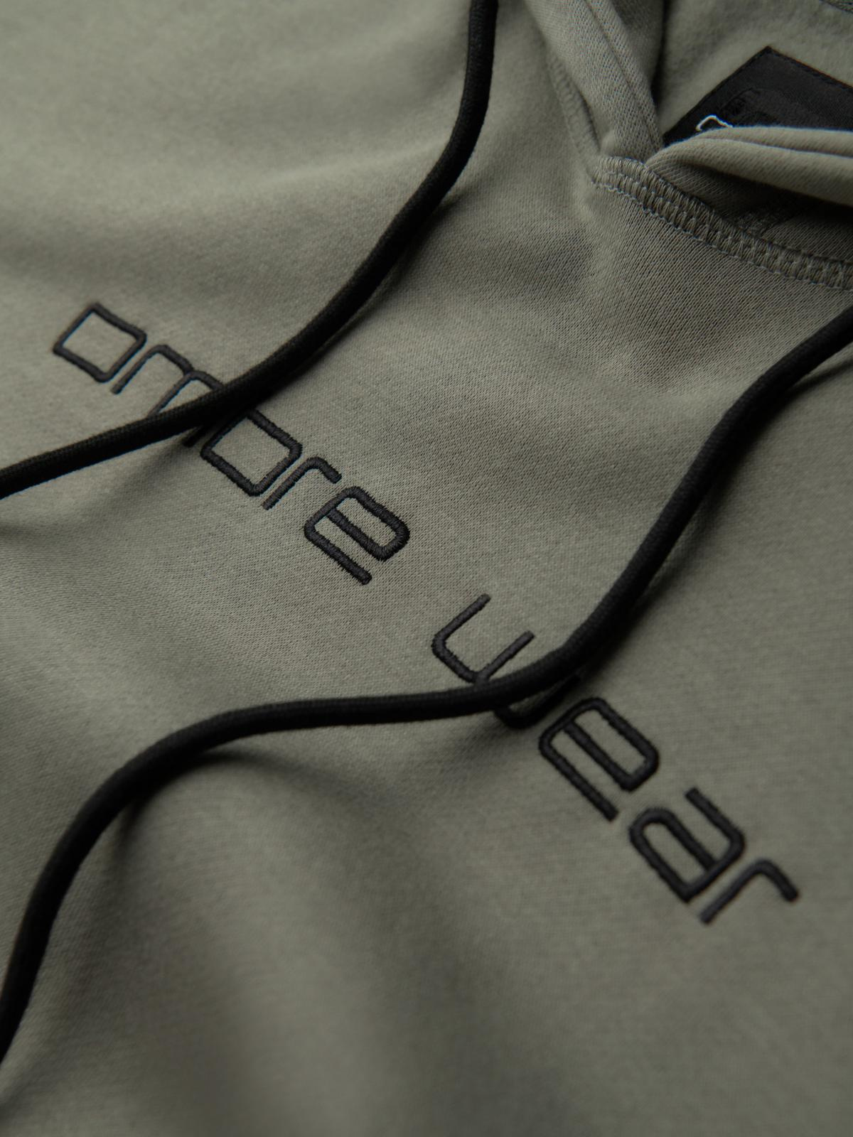 Ombre Men's kangaroo sweatshirt with embroidery and hood - khaki