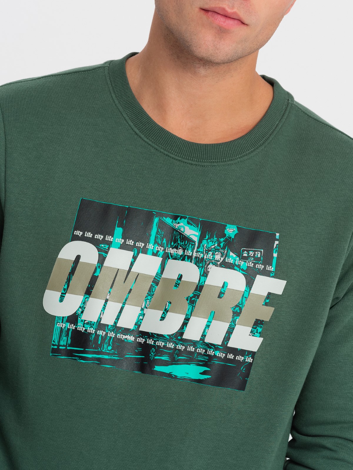 Ombre Men&#039;s printed over-the-head sweatshirt - green