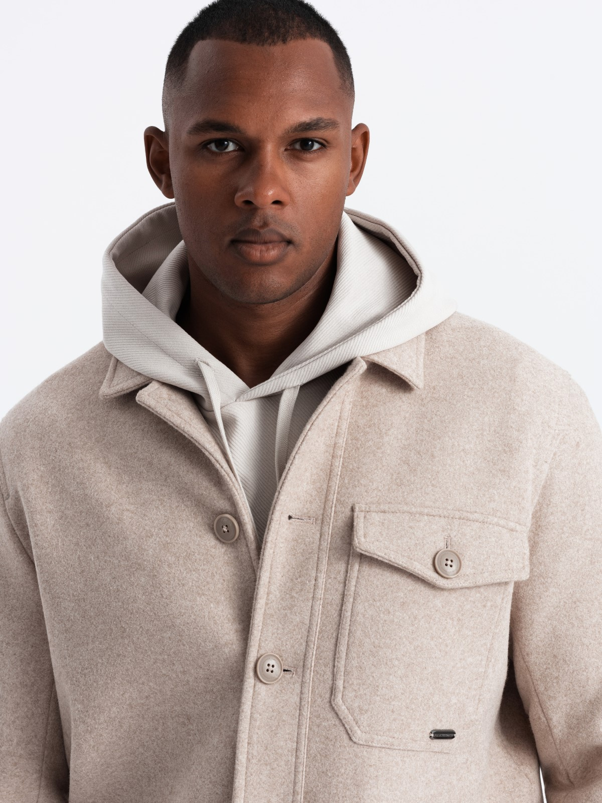 Ombre Men&#039;s lightweight fleece jacket with viscose - beige