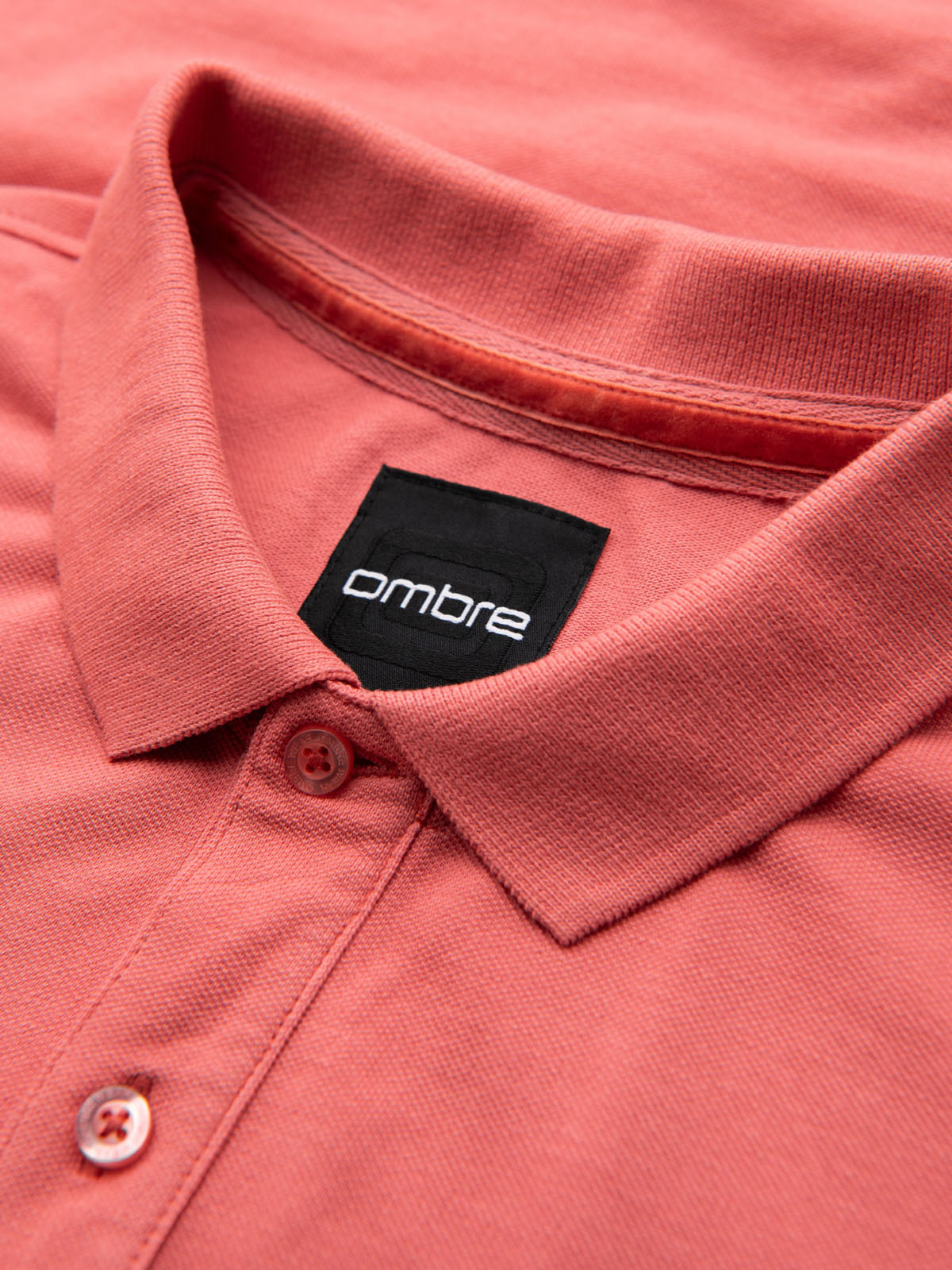 Ombre Cotton pique knit polo shirt - coral