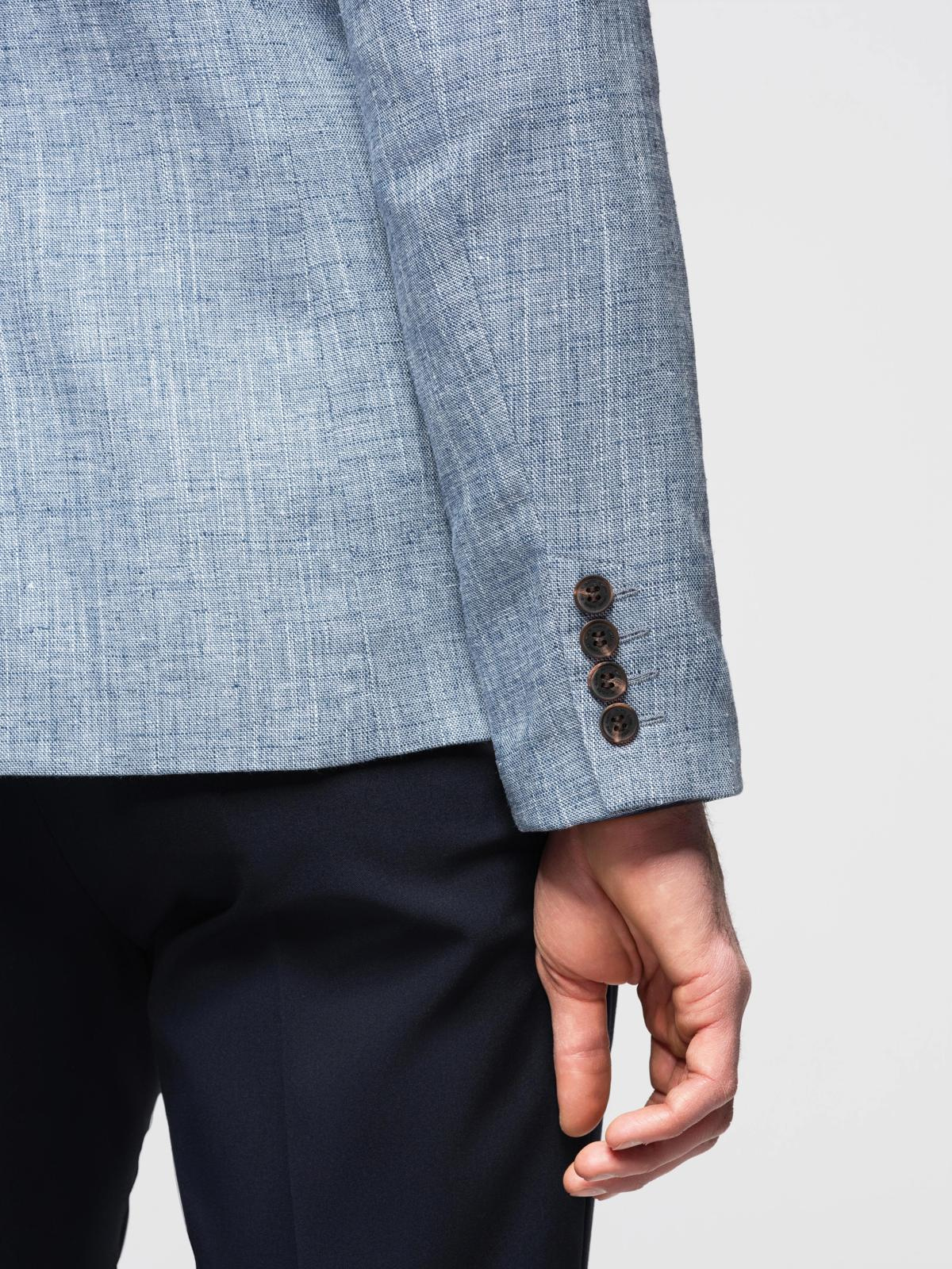 Ombre Men's REGULAR cut jacket with linen - light blue