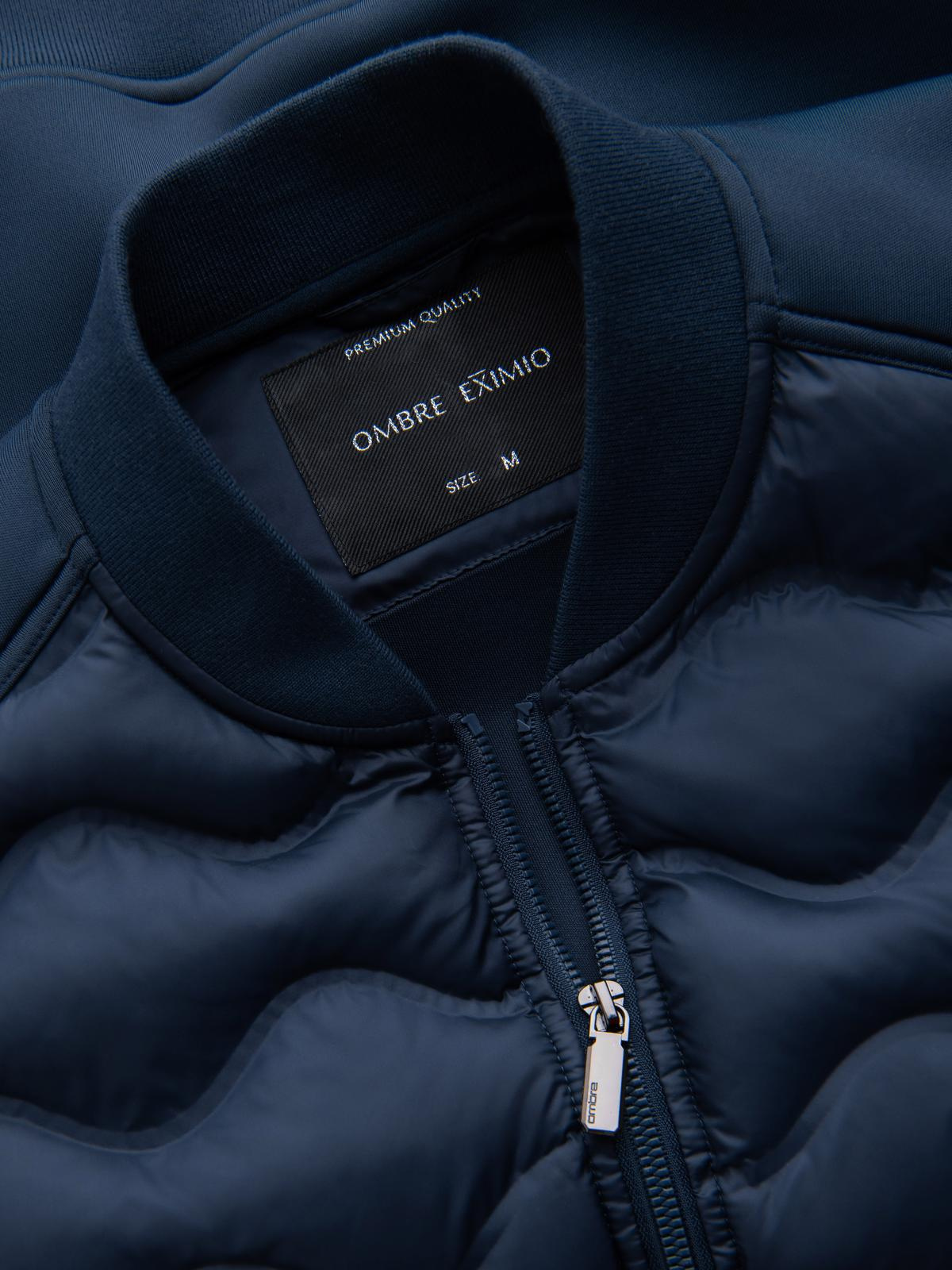 Ombre Men's quilted bomber jacket - navy blue