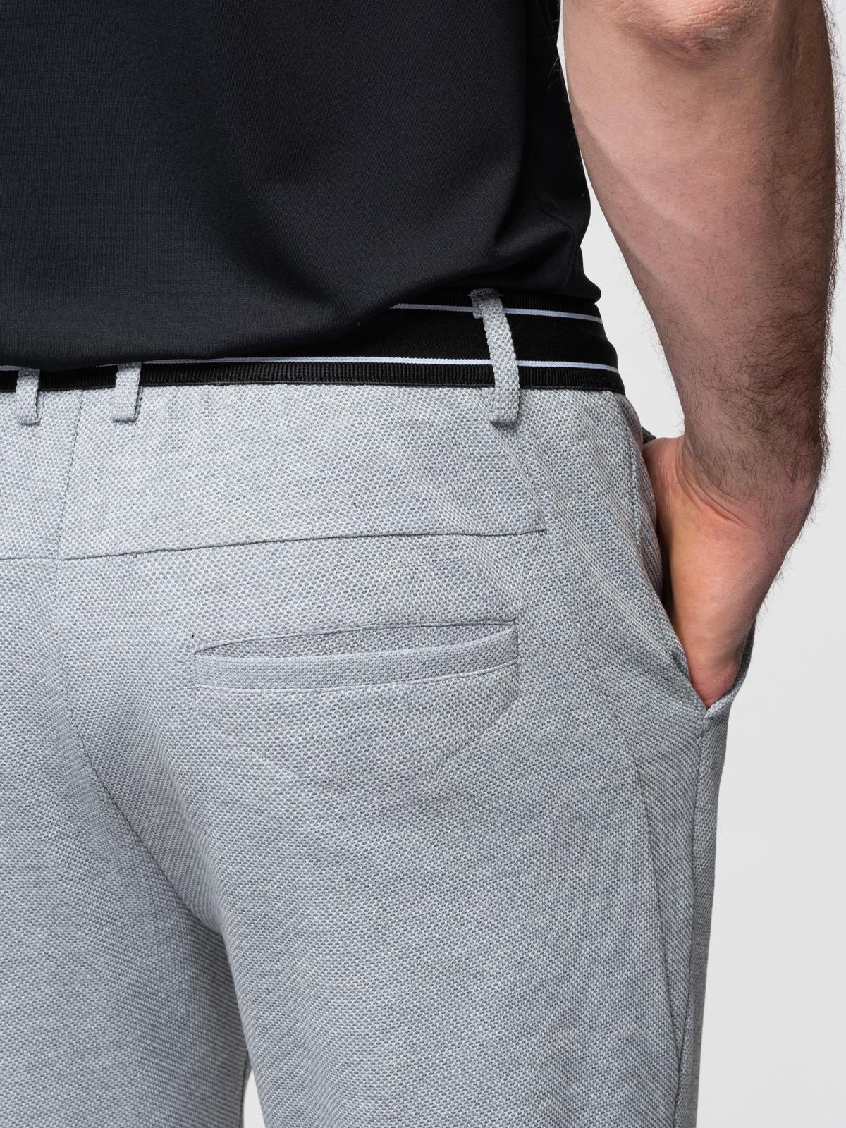 Ombre Men's knitted pants with elastic waistband - light grey