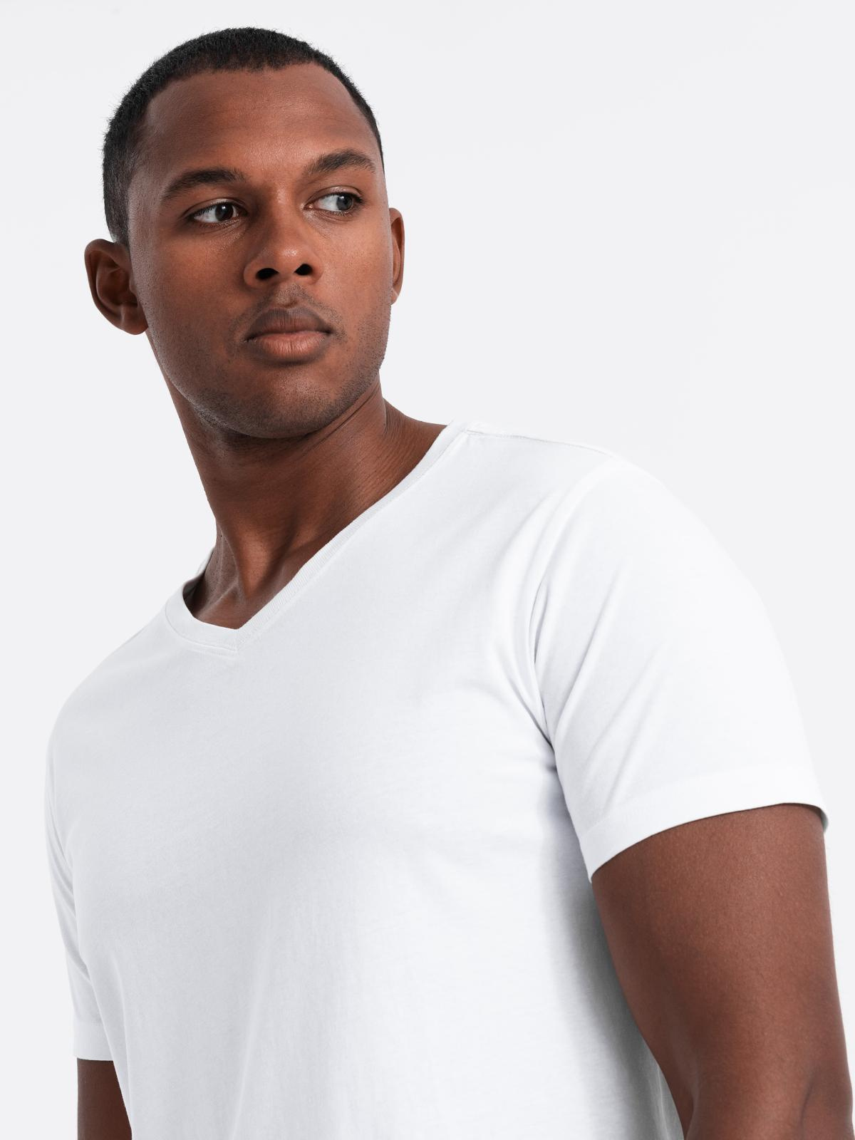 Ombre BASIC men's V-neck cotton t-shirt set - black/white/blue