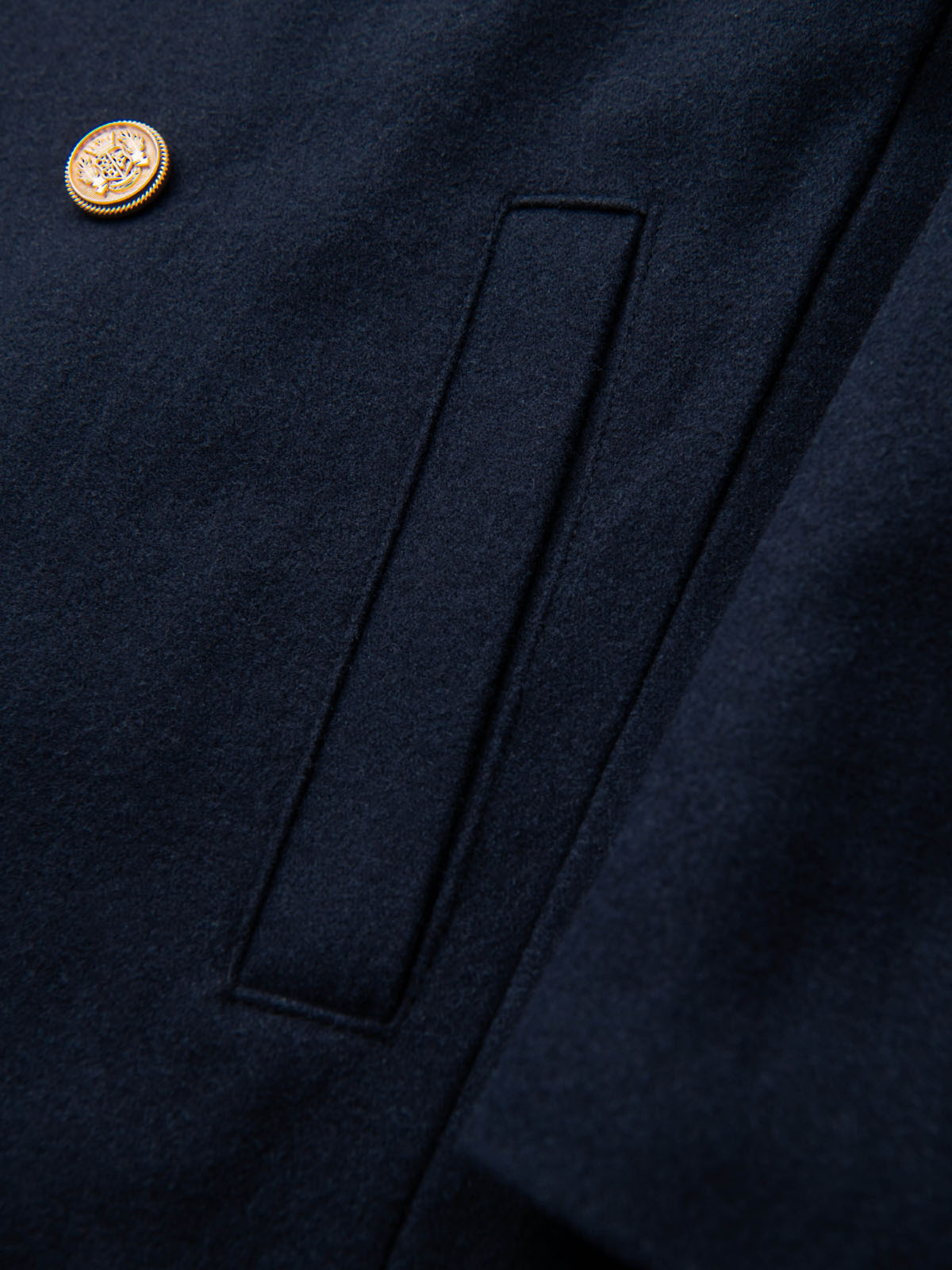 Ombre Men's double-breasted coat with wool and decorative appliqués -
