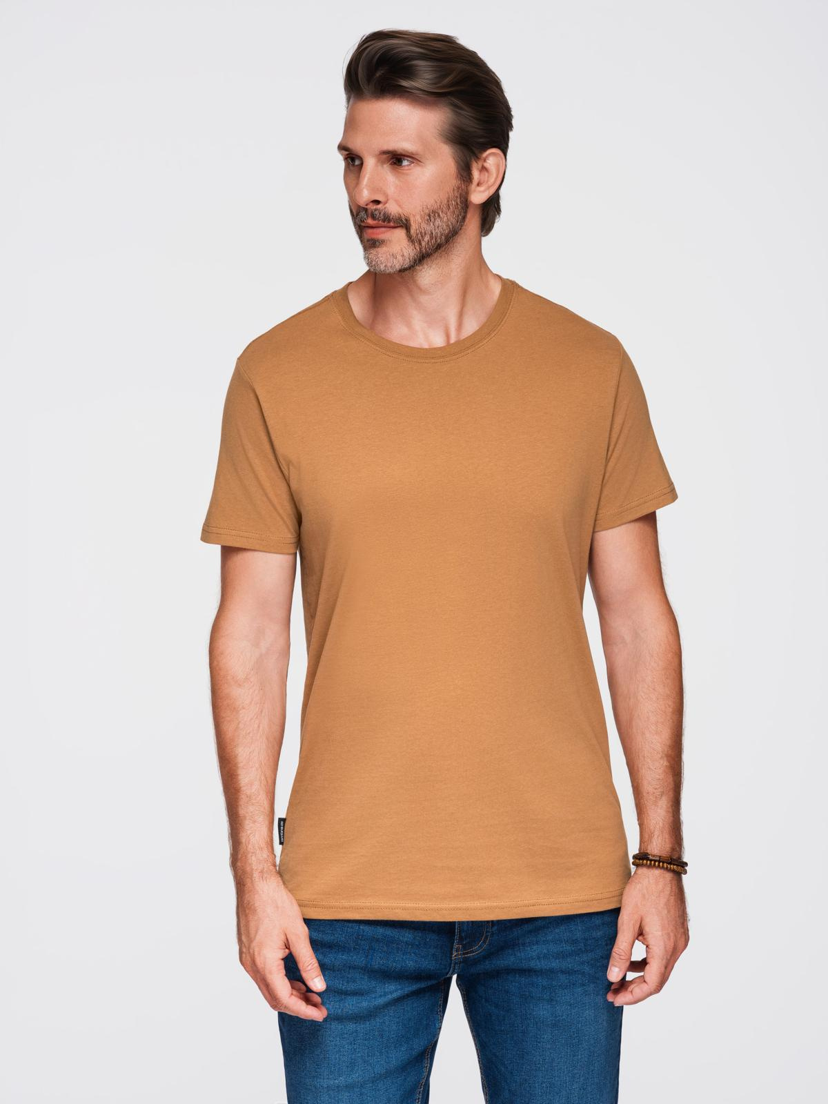 Ombre BASIC men's classic cotton T-shirt - brown