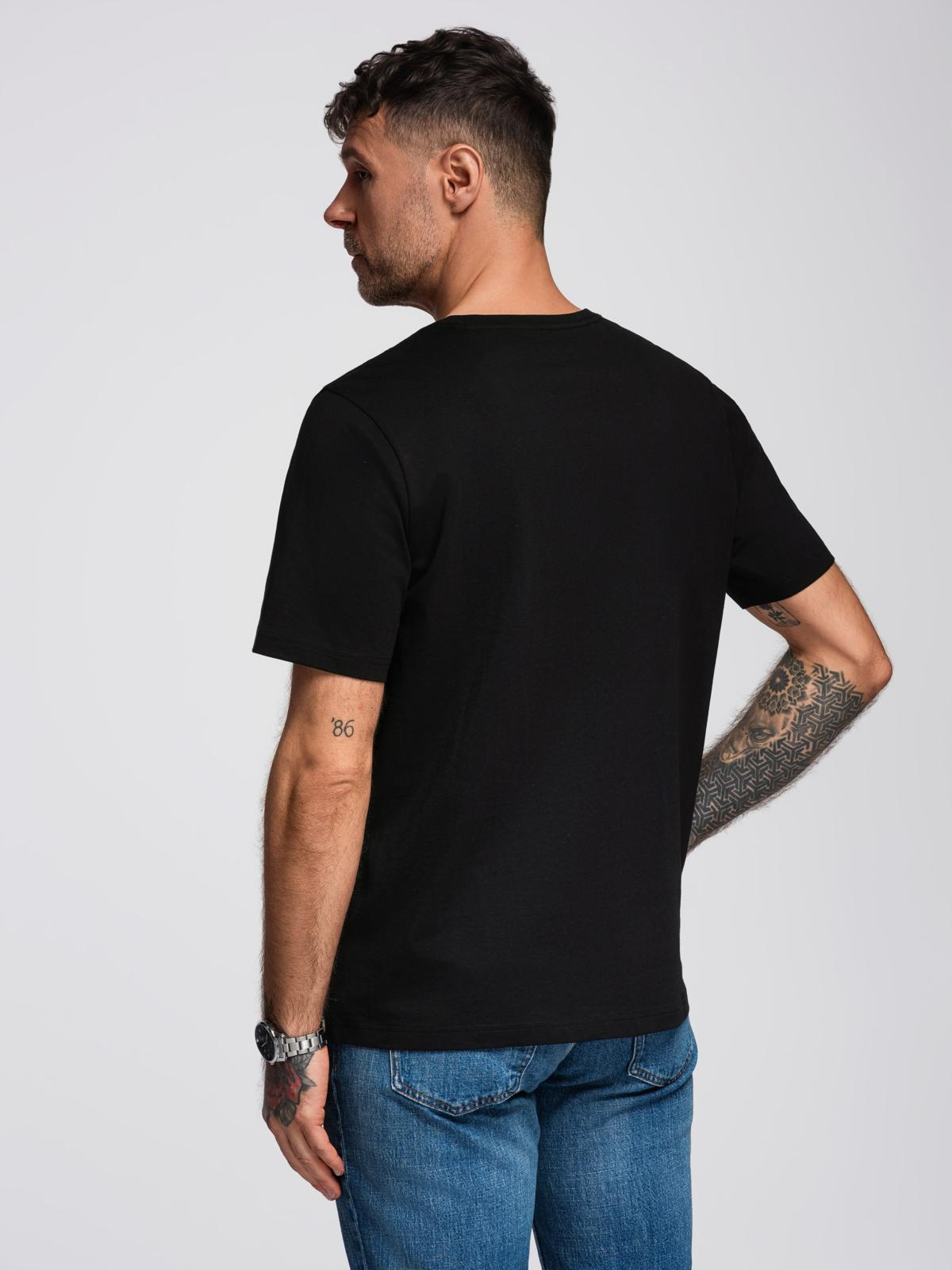 Ombre Men's cotton t-shirt with graphic print - black
