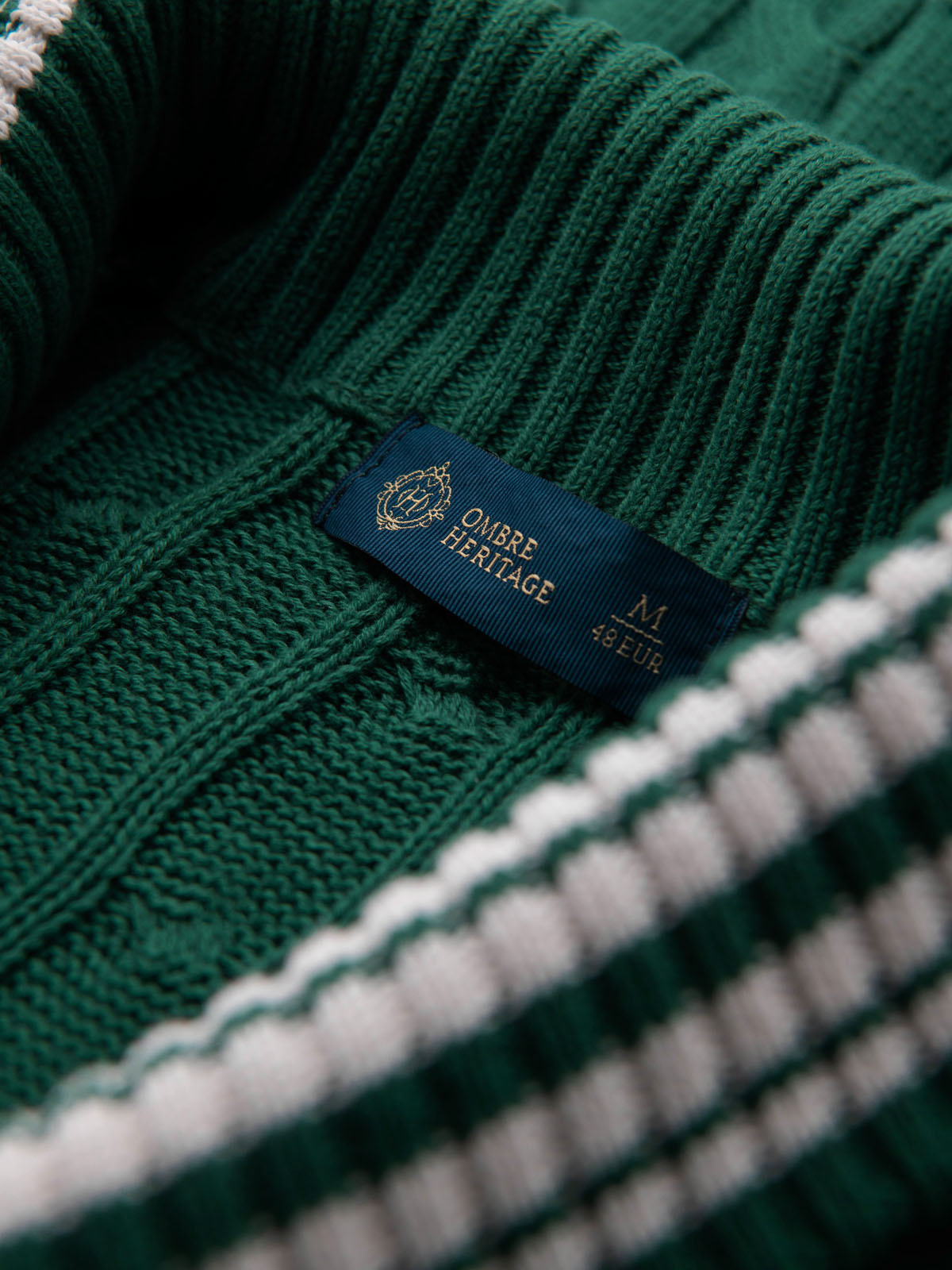 Ombre Men's cardigan sweater with shawl collar in preppy style - green