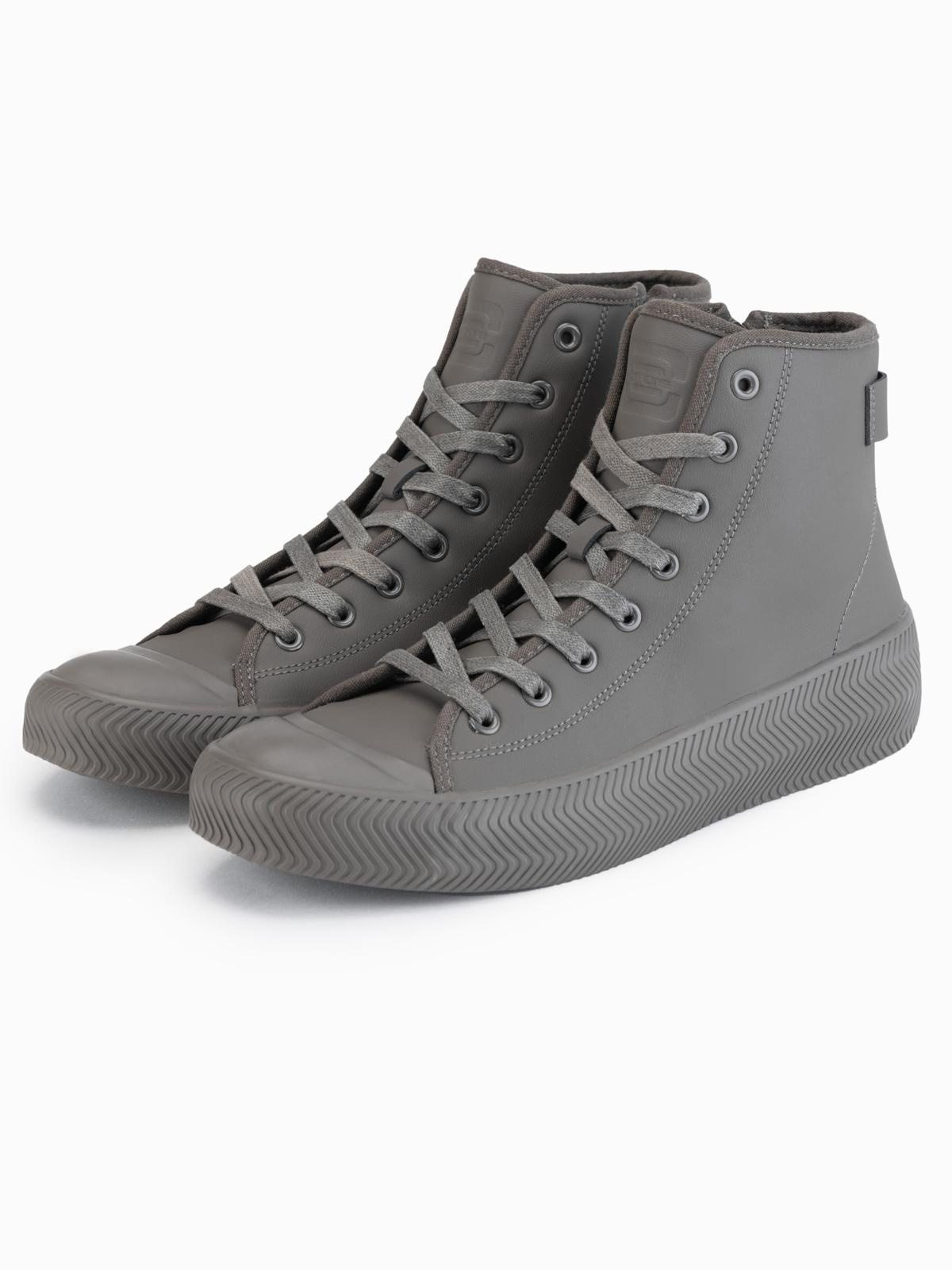 Ombre Mens high top sneakers with zipper for easy donning - dark beige
