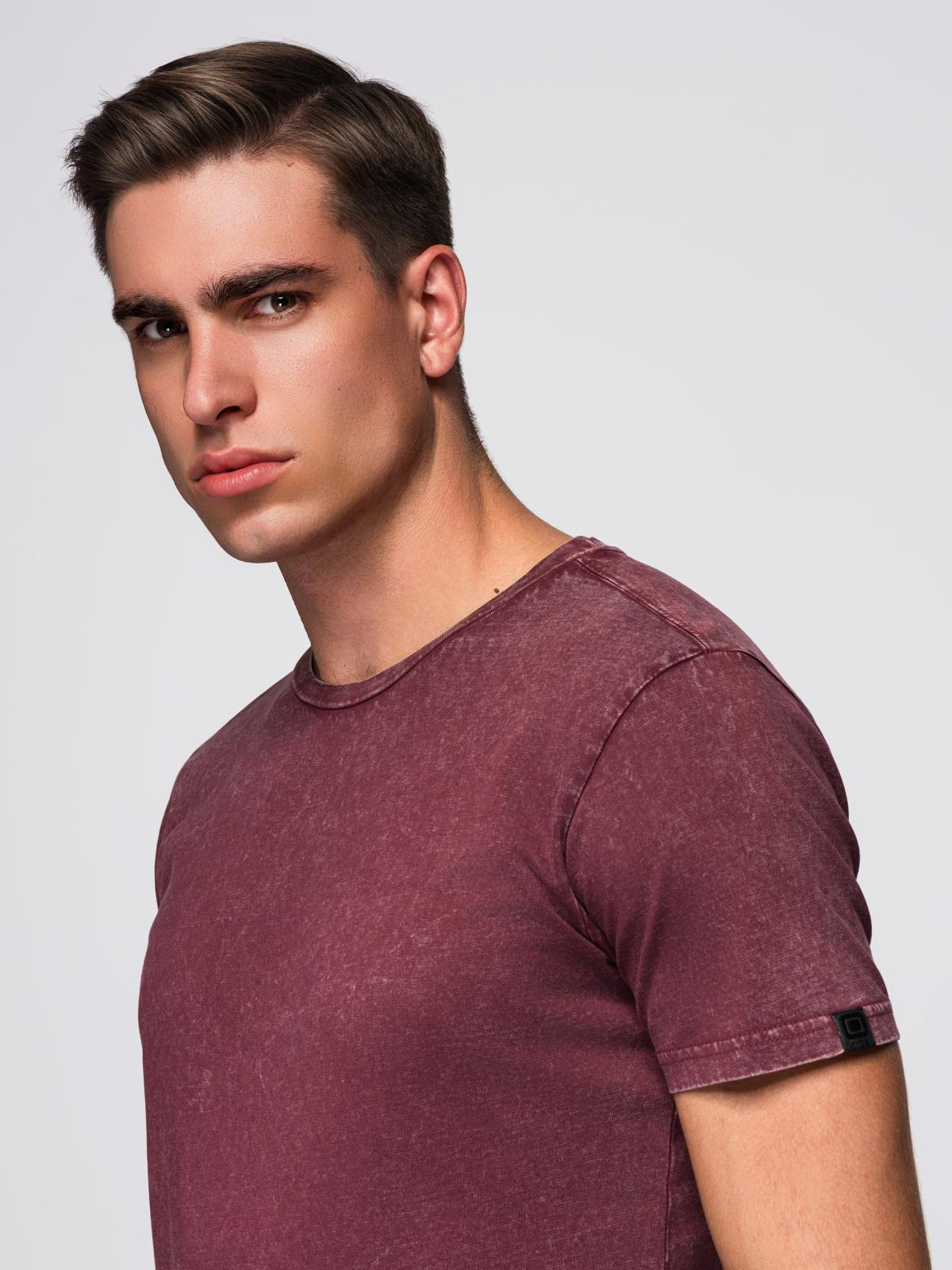 Ombre Men's T-shirt with wash effect - burgundy