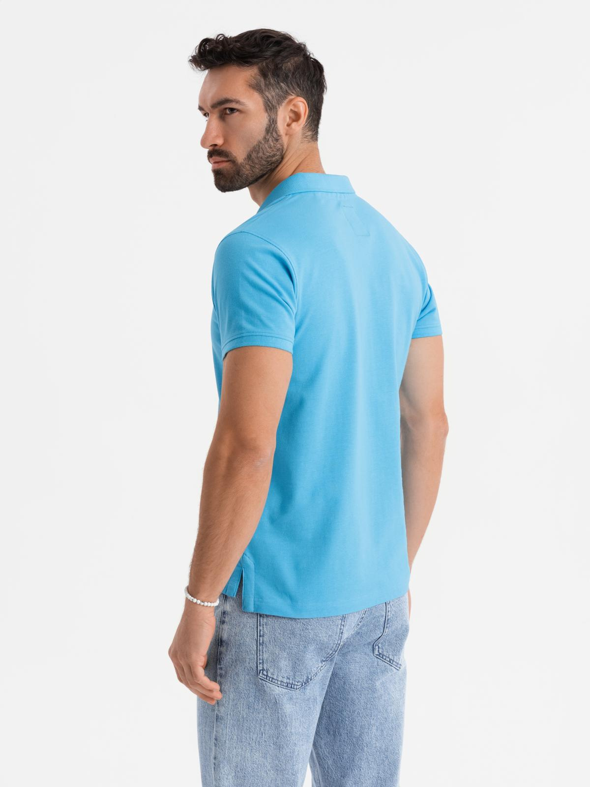 Ombre Cotton pique knit polo shirt - light blue