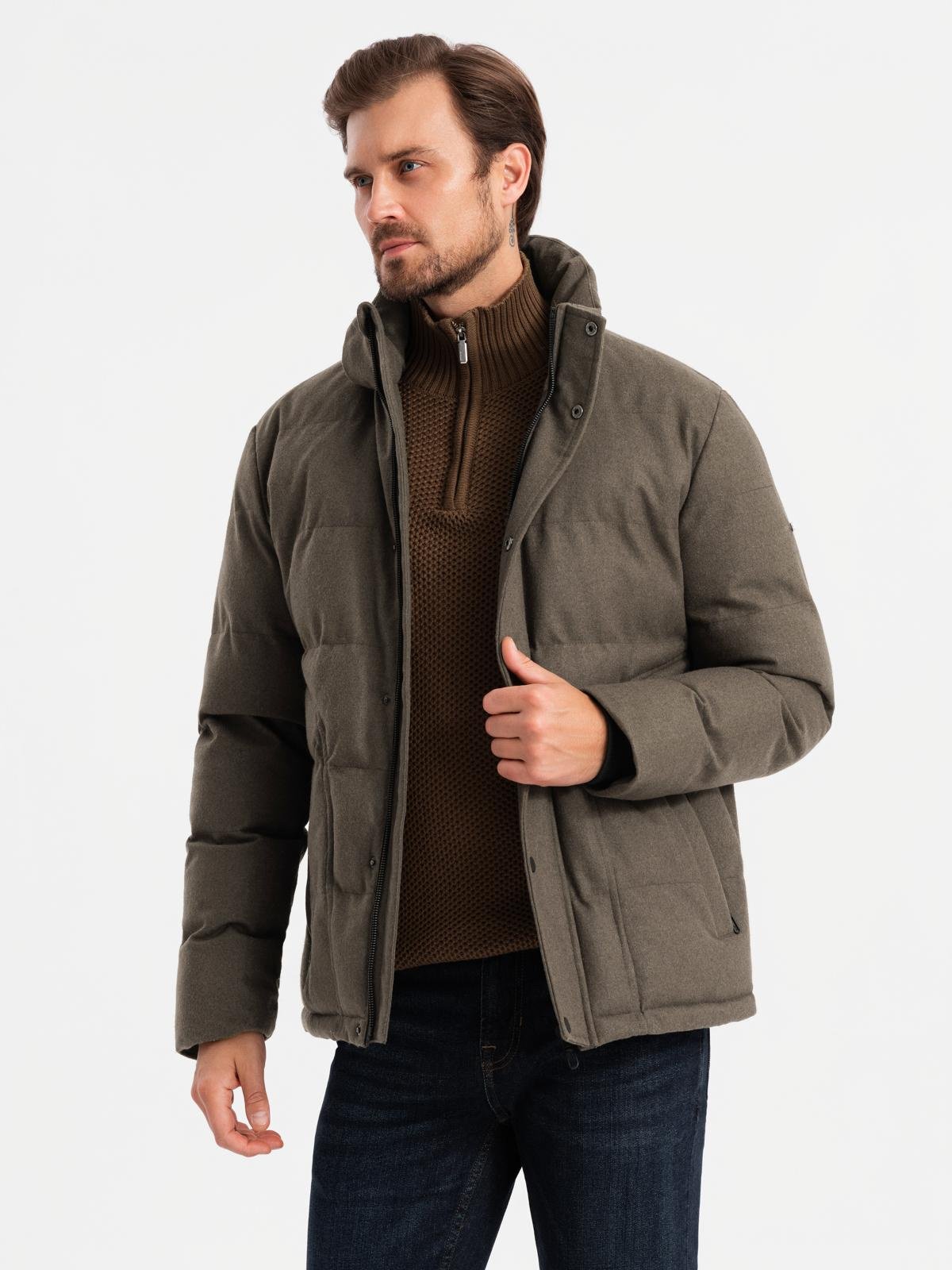 Ombre Men's lightweight jacket with hood and mesh lining - olive