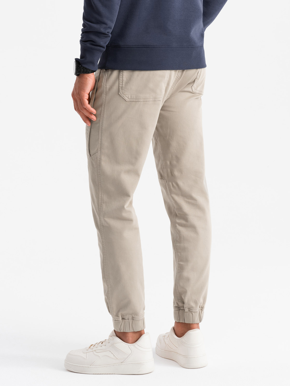 Ombre Men's knit joggers with pleats - ash