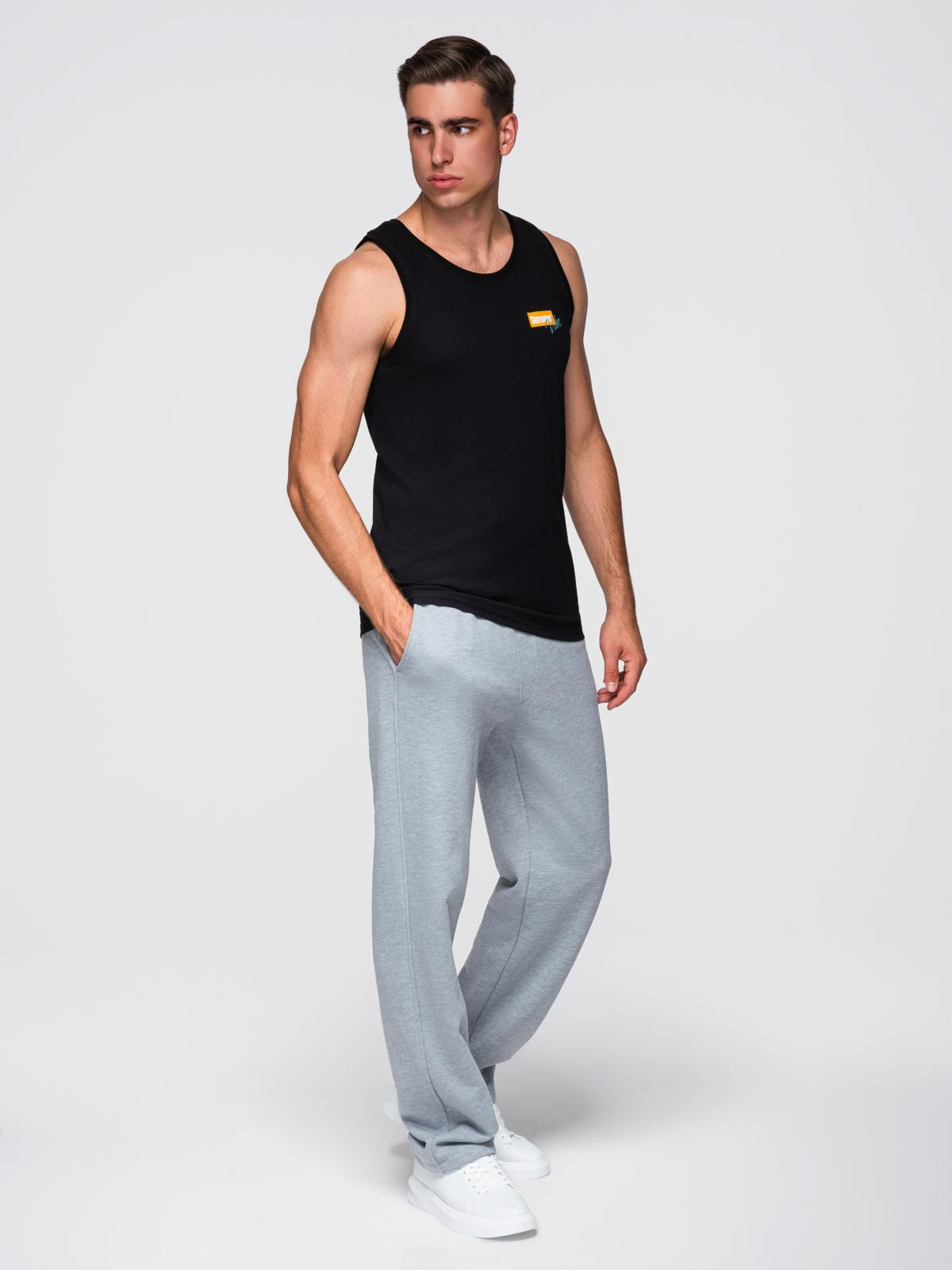 Ombre Men's Summer Vibe printed cotton tank top - black