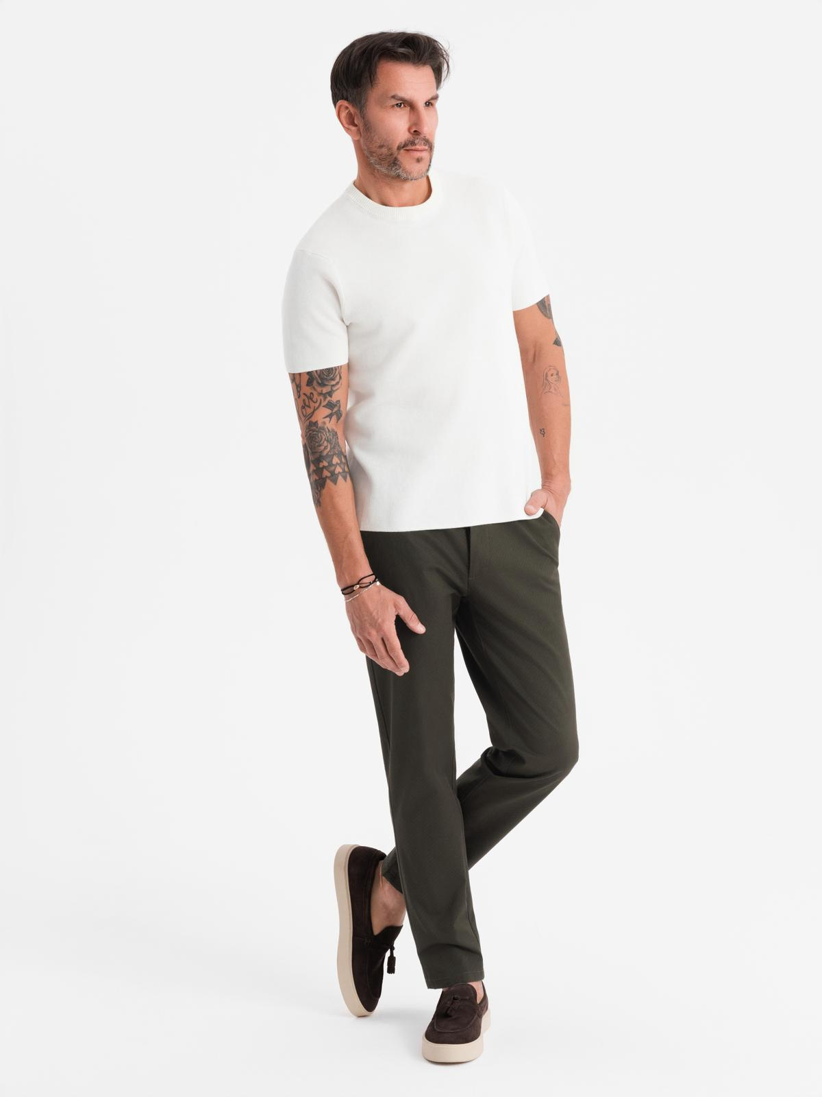 Ombre Men's REGULAR FIT chino pants with fine texture - dark green