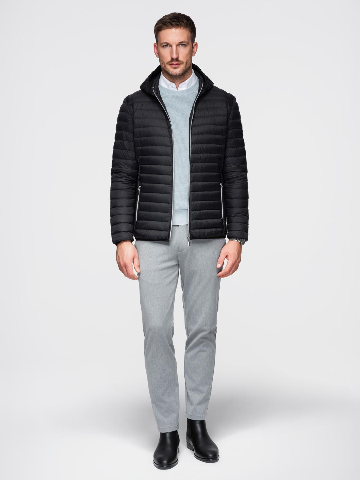 Ombre Ultralight men&#039;s natural down jacket with stowable pouch - black