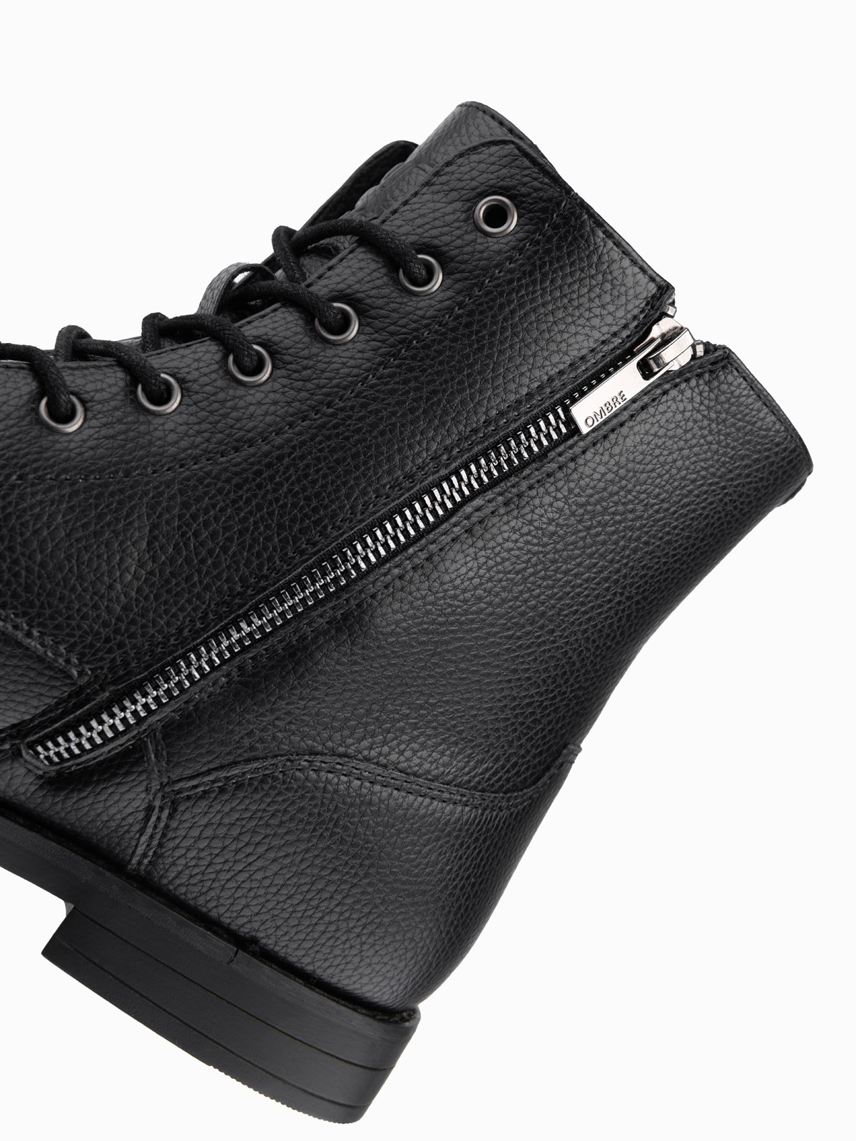 Ombre Men&#039;s eco leather shoes with insulated high upper - black