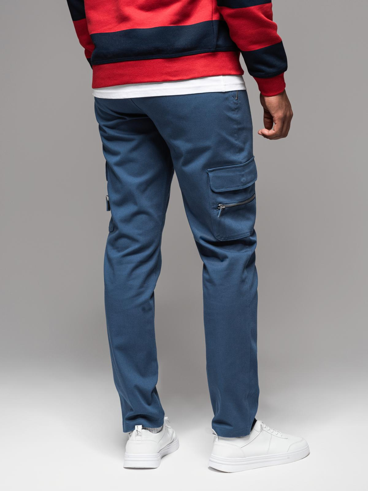 Ombre Men&#039;s STRAIGHT LEG cargo pants with zippered pockets - dark blue