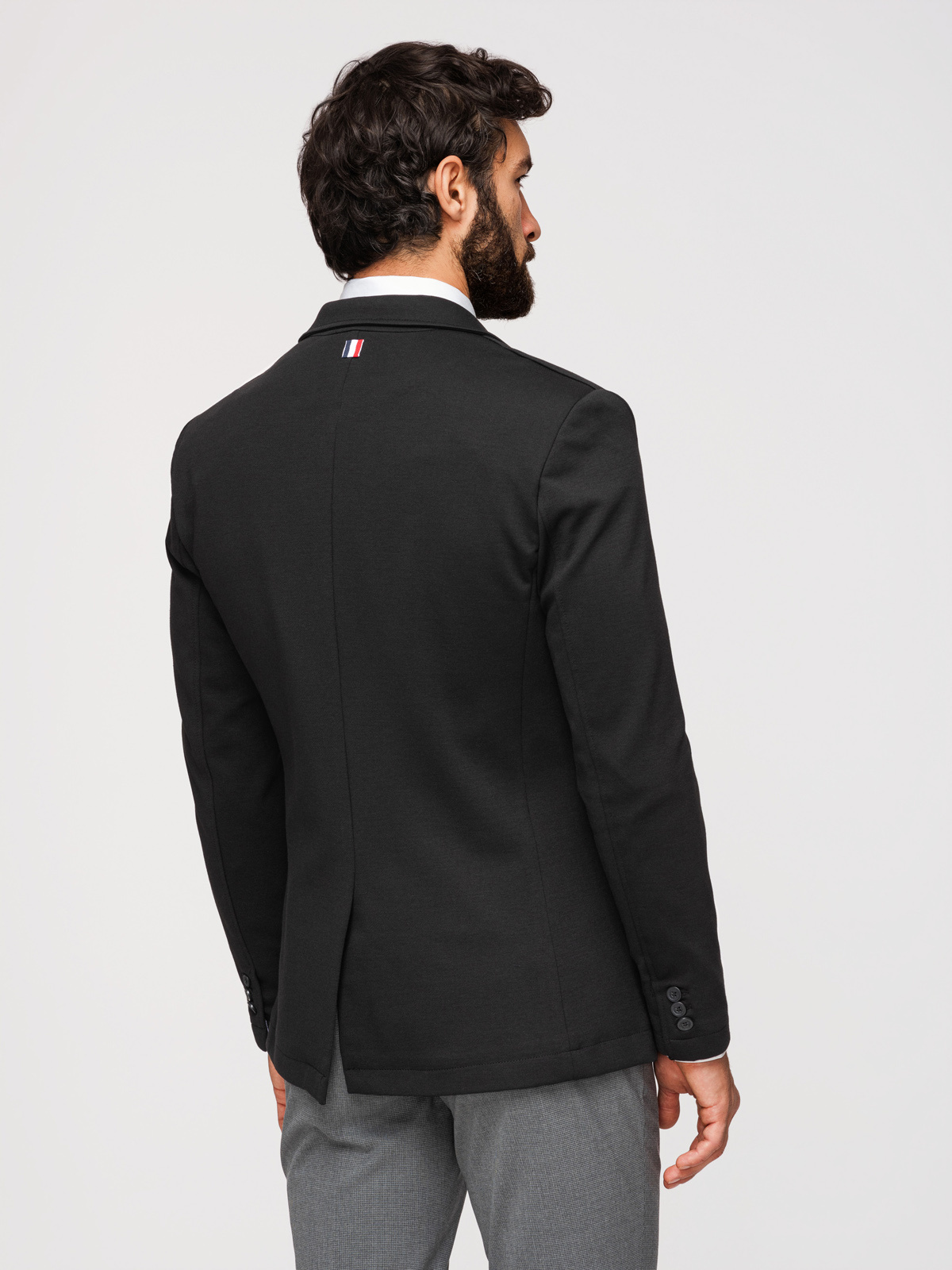 Ombre Men's SLIM knit jacket with subtle texture - black