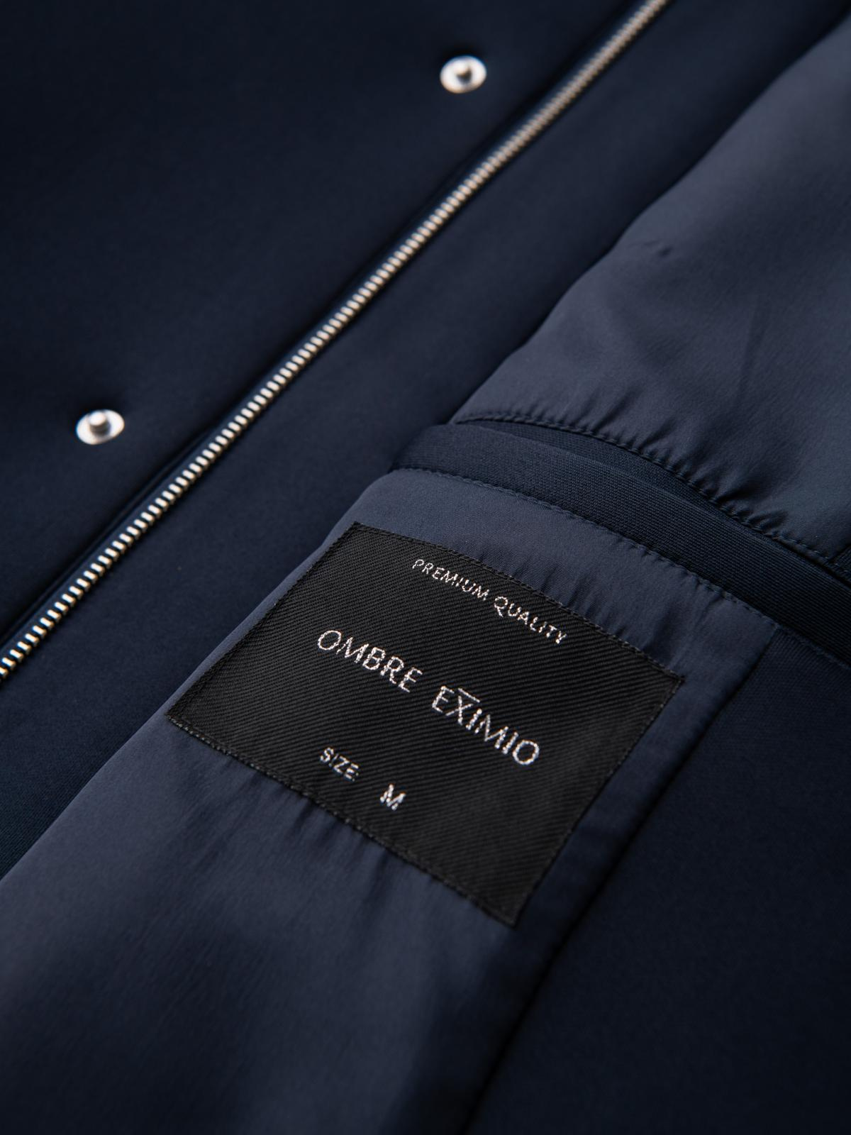 Ombre Minimalist men&#039;s mid-length coat with hood - navy blue