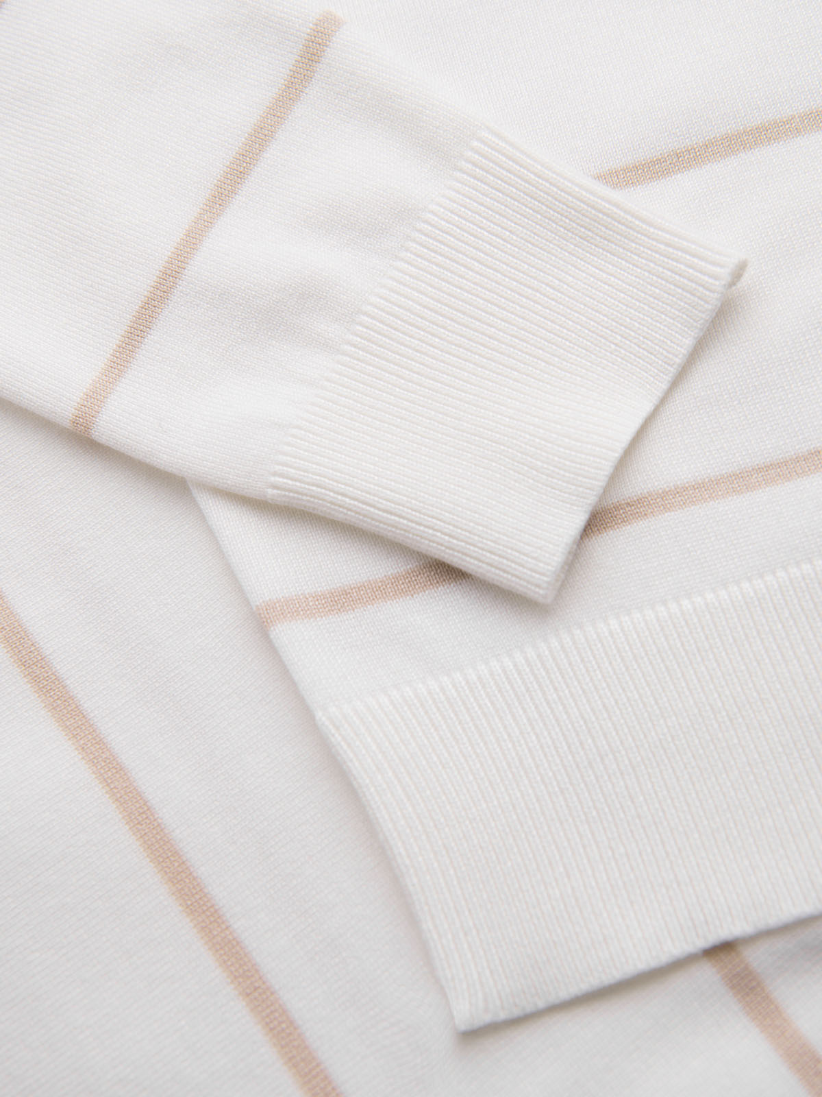 Ombre Men's horizontal striped viscose polo shirt - white and beige