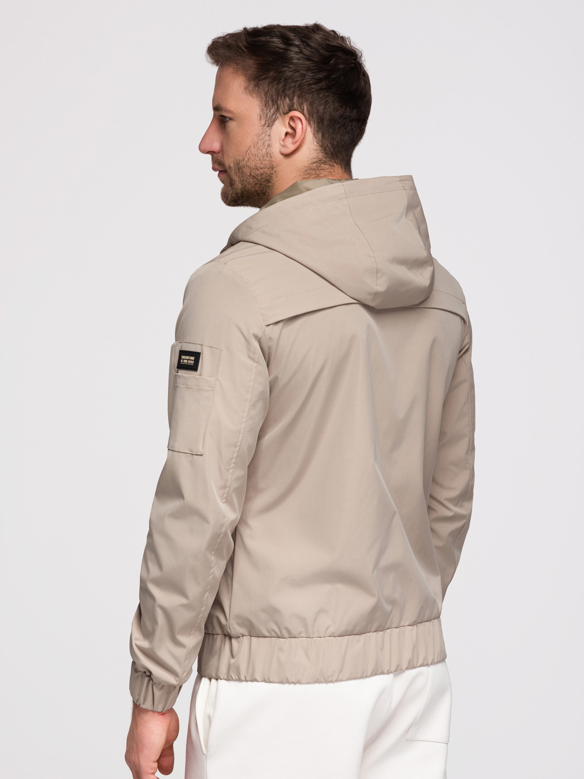 Ombre Functional men's transitional jacket with hood - beige