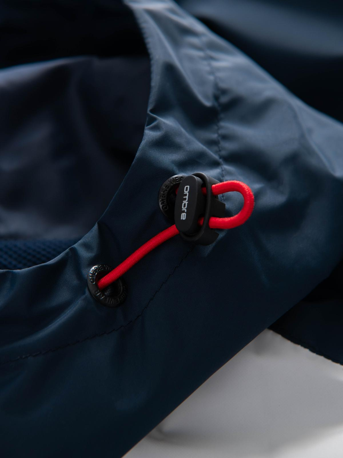 Ombre Men&#039;s contrast windbreaker jacket with hood - navy blue and white