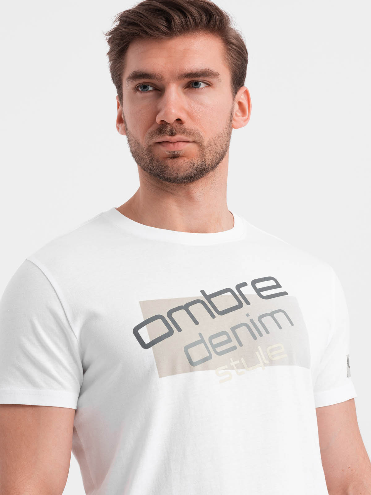 Ombre Men's cotton t-shirt with logo - white