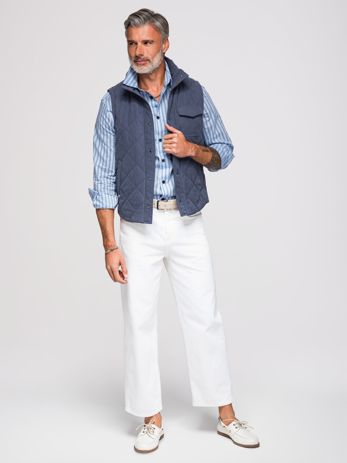Ombre Men's peach effect quilted sleeveless jacket - navy blue