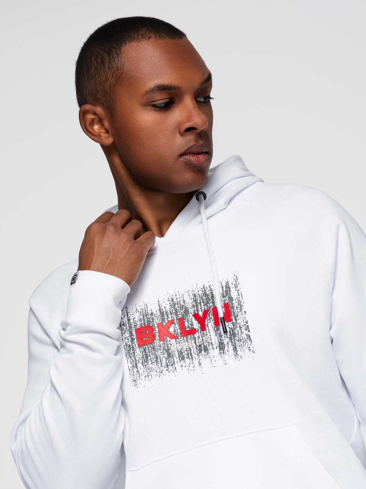 Ombre Men&#039;s classic printed kangaroo sweatshirt - white