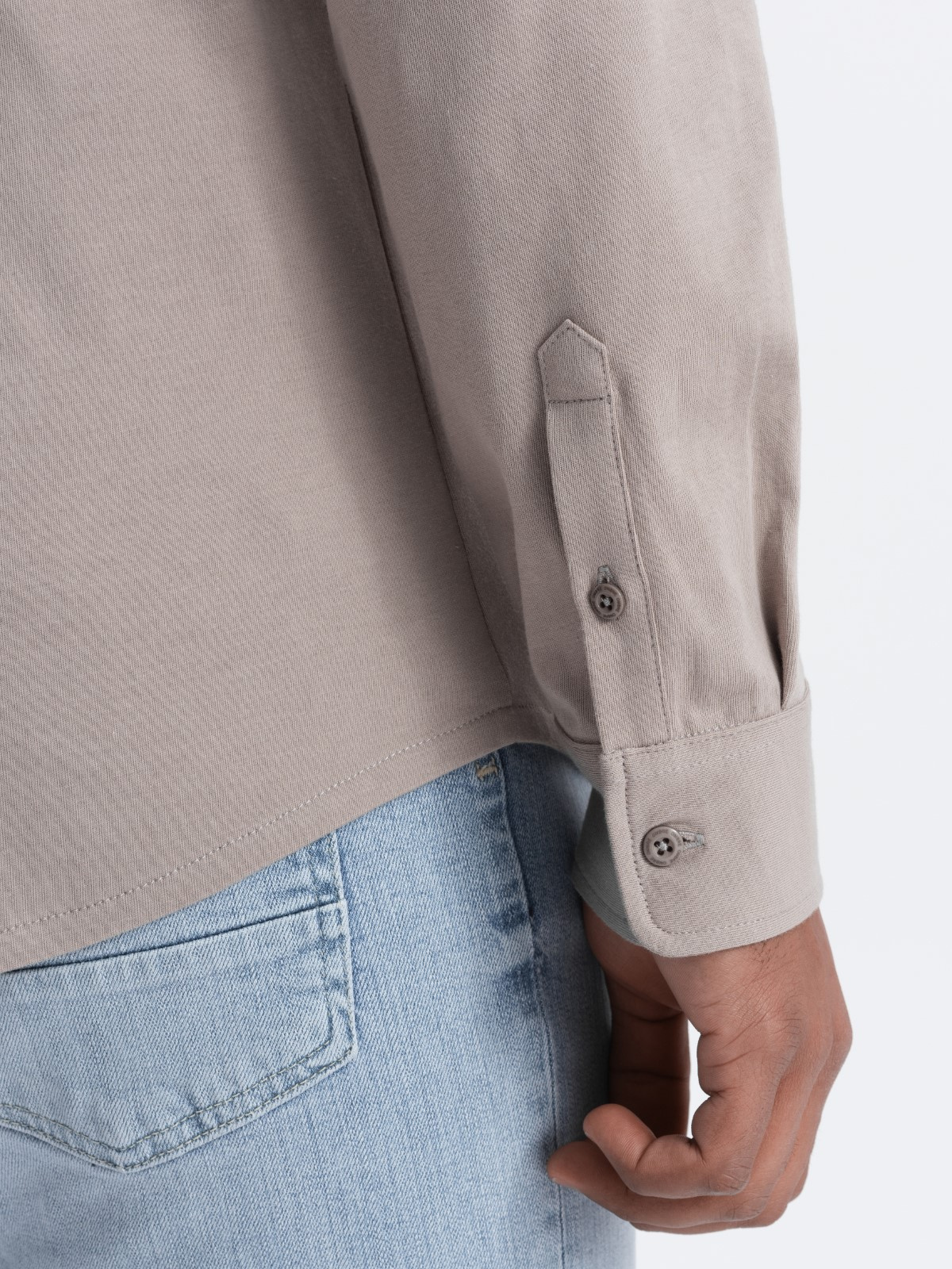 Ombre Men&#039;s REGULAR cotton single jersey knit shirt - ash