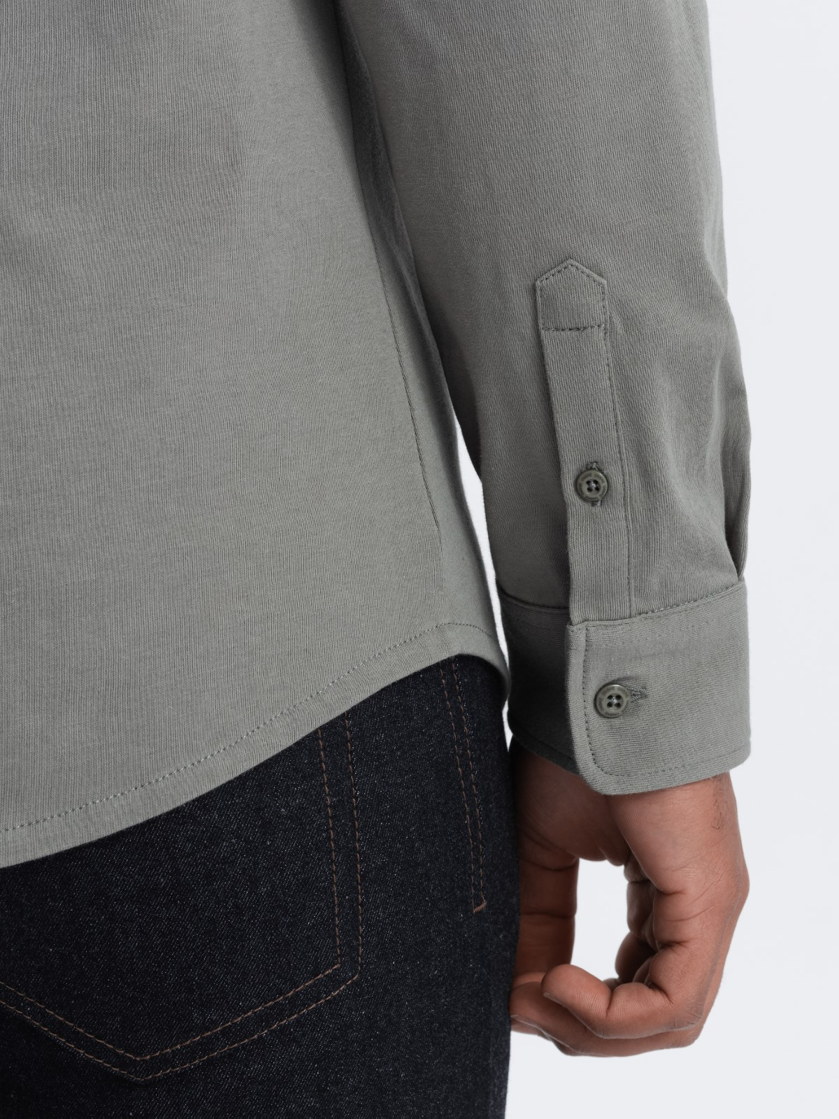 Ombre Men's cotton REGULAR single jersey knit shirt - light khaki