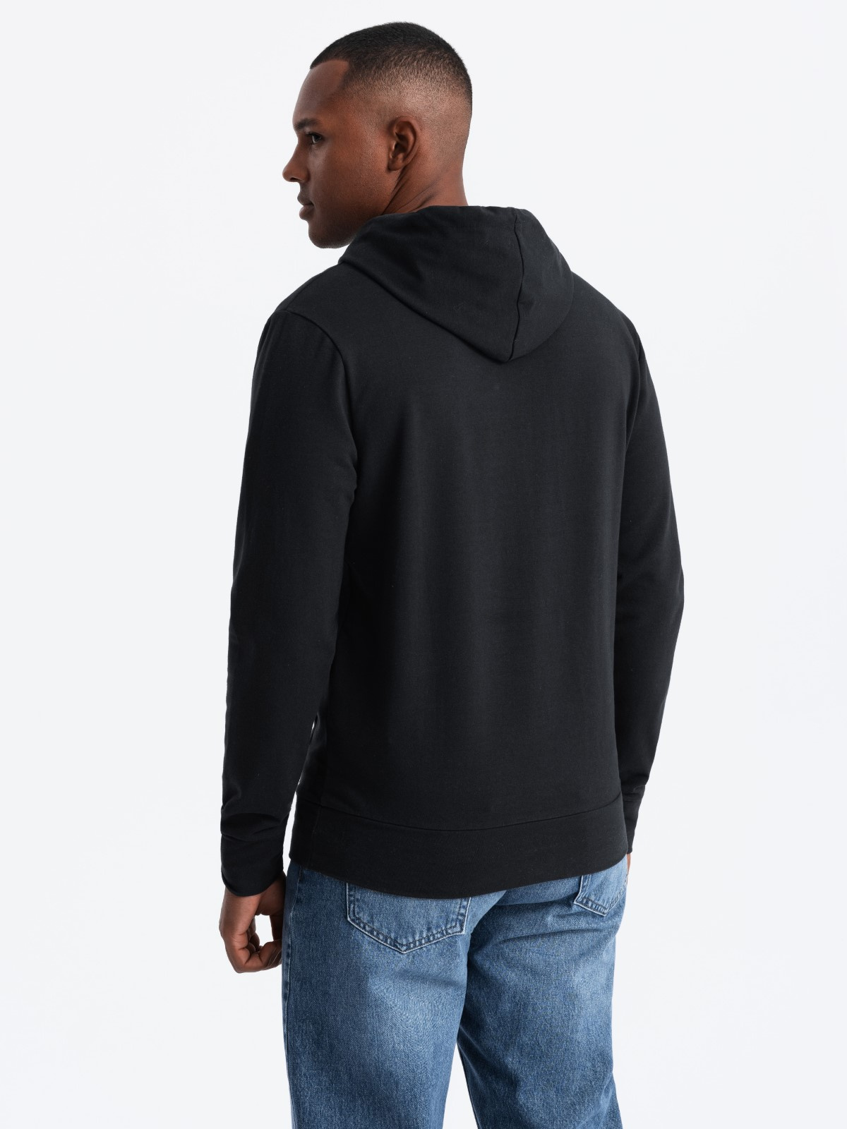 Ombre Men's hooded kangaroo sweatshirt with logo - black