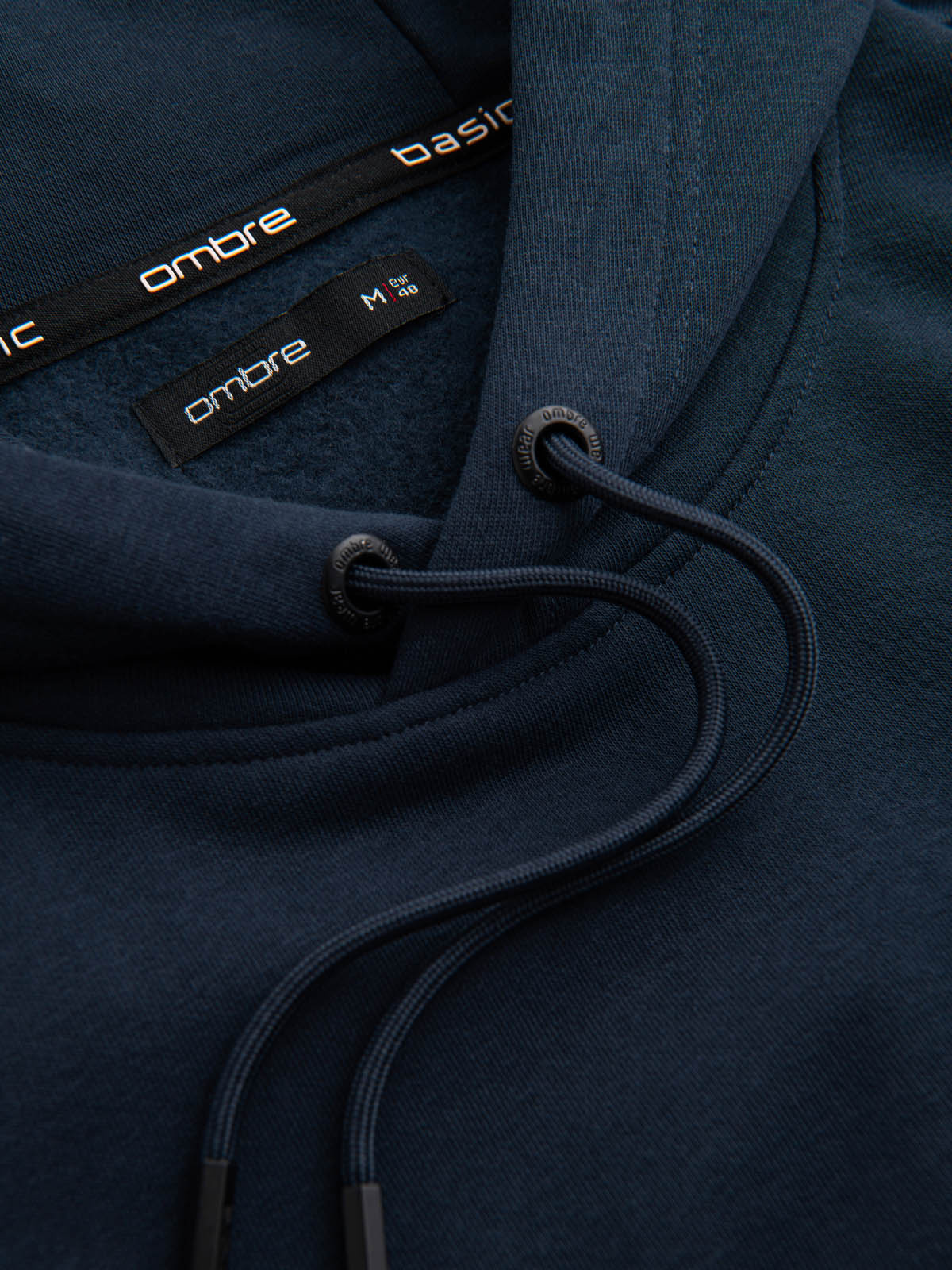 Ombre BASIC men&#039;s cotton kangaroo hooded sweatshirt - navy blue