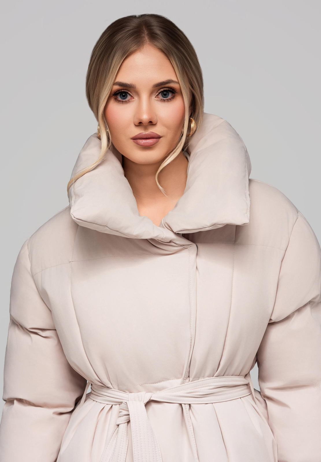 Edoti Women's quilted long jacket with belt OW-JALJ-0104 v2