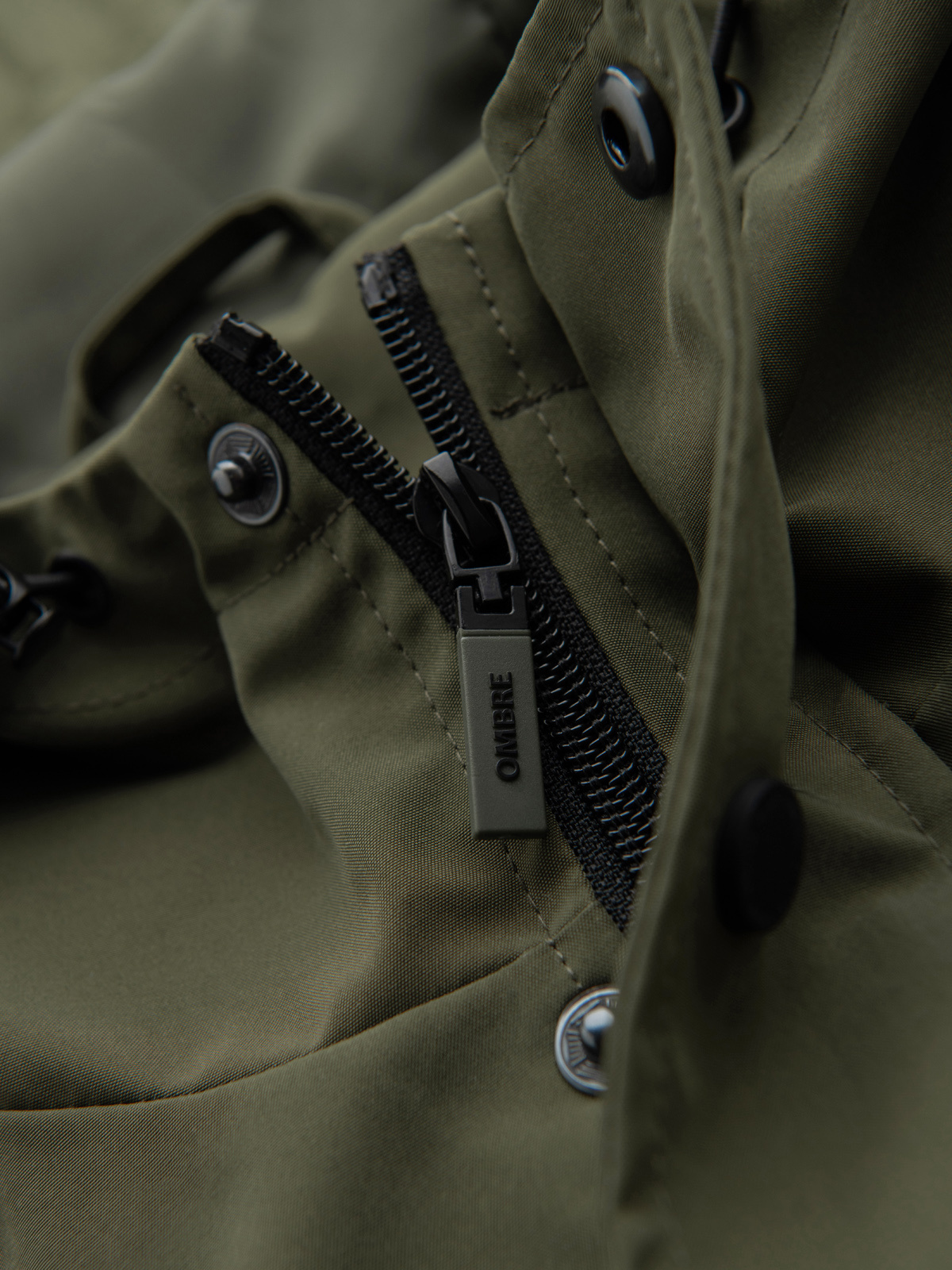 Ombre Men's functional transitional jacket with hood - olive