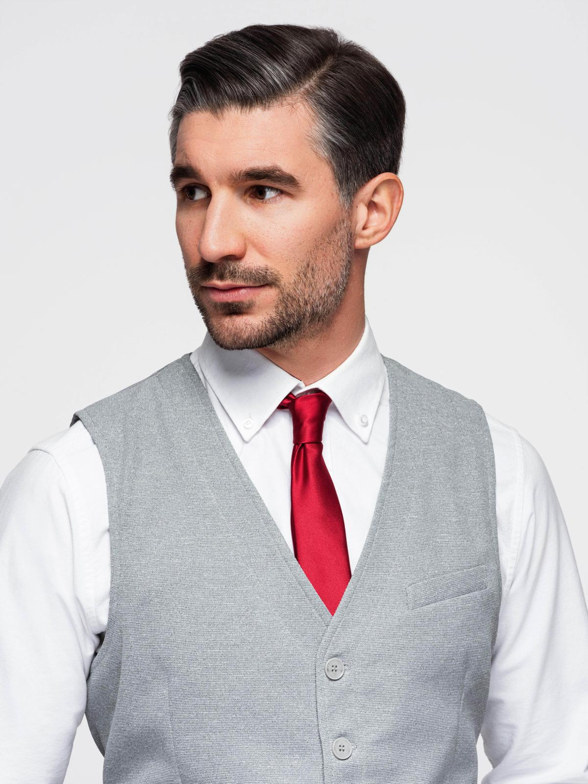 Ombre Fitted structured men's vest with patch pockets - grey melange